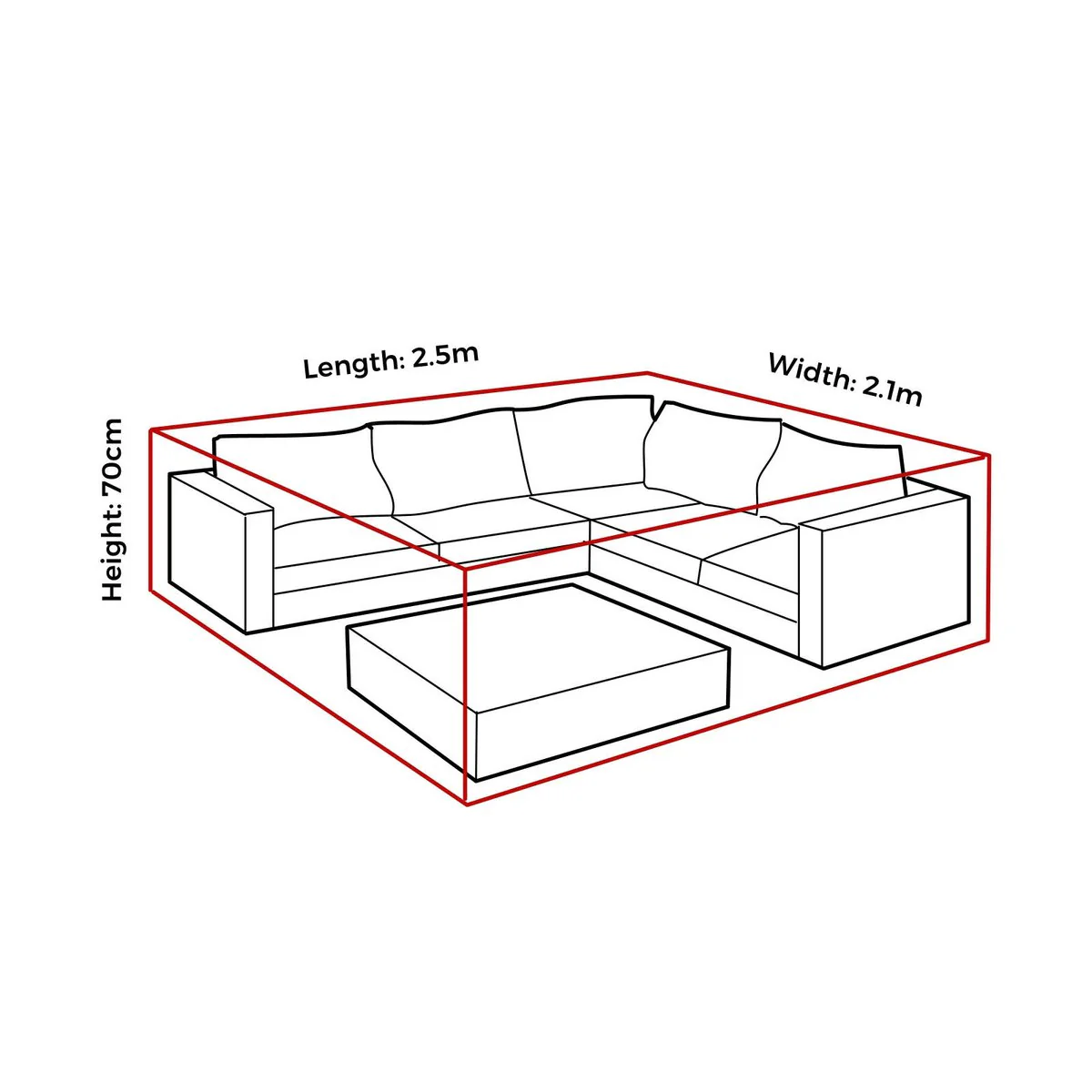 Mojo Corner Lounge with Coffee Table Cover - 2500mm x 700mm x 2100mm - UV Resistant, Water Repellent - Image 3