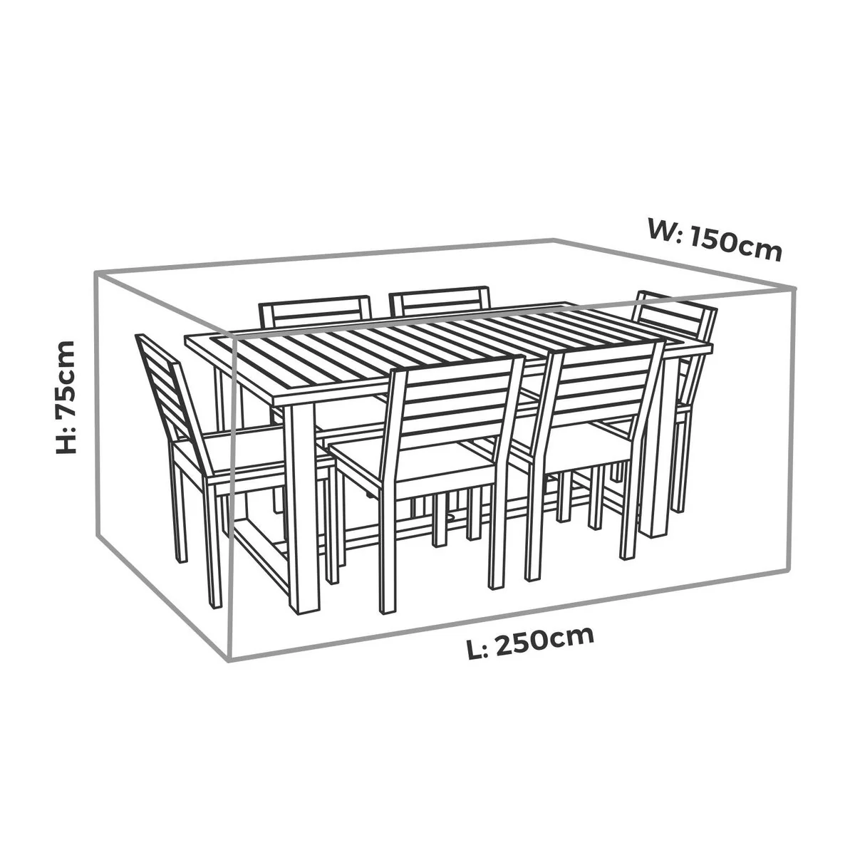 Mojo Medium All Weather Rectangle Table and Chairs Cover - 2500mm x 750mm x 1500mm - UV Resistant - Weatherproof - Image 3