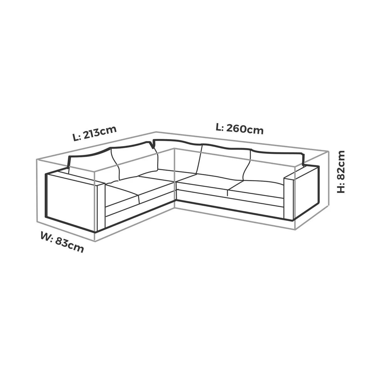 Mojo Premium Corner Lounge Outdoor Furniture Cover - 2600mm x 820mm x 830mm - UV Resistant - Water Repellent - Image 3