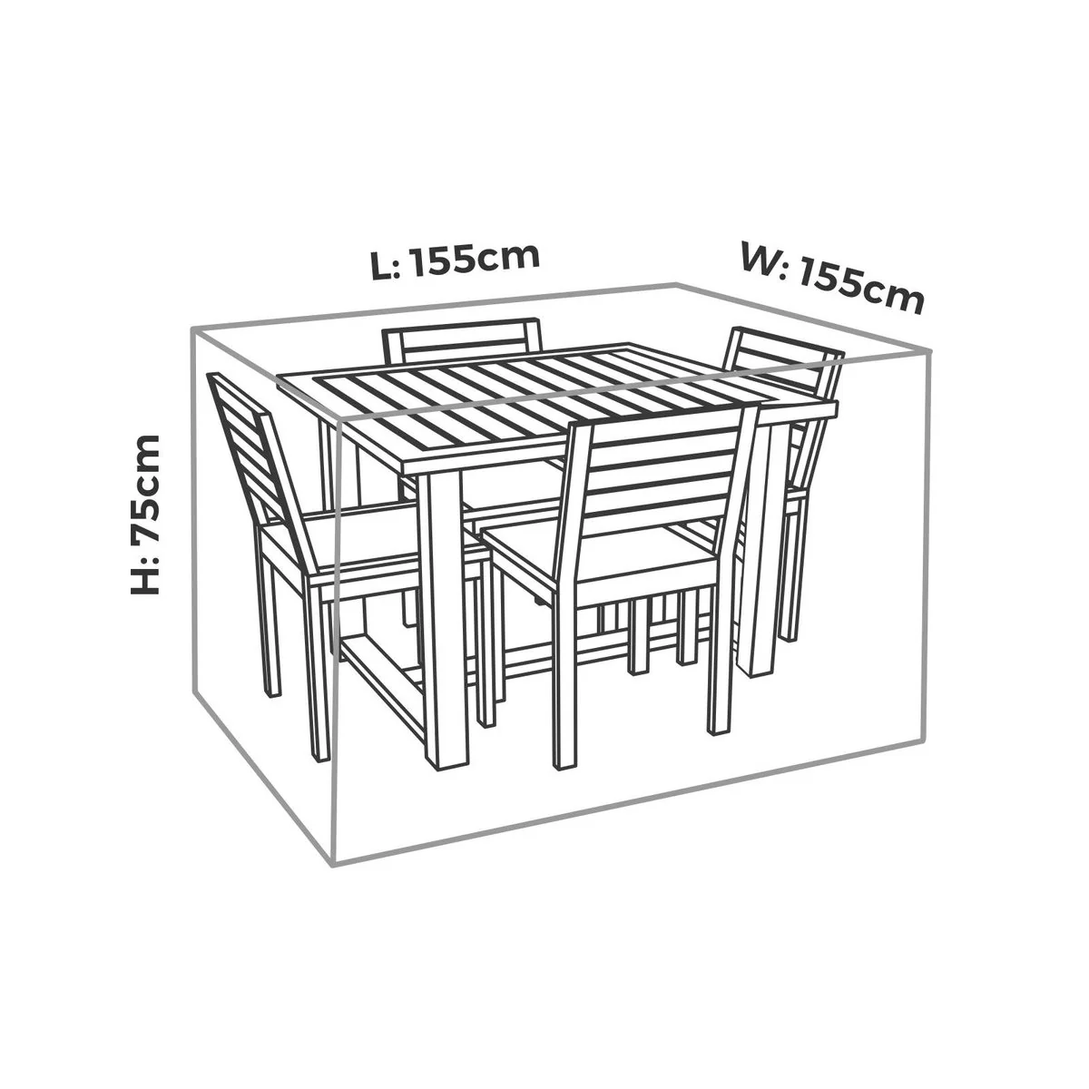 Mojo Square Table and Chairs Outdoor Furniture Cover - 1550mm x 750mm - UV Resistant, Weatherproof - Image 3