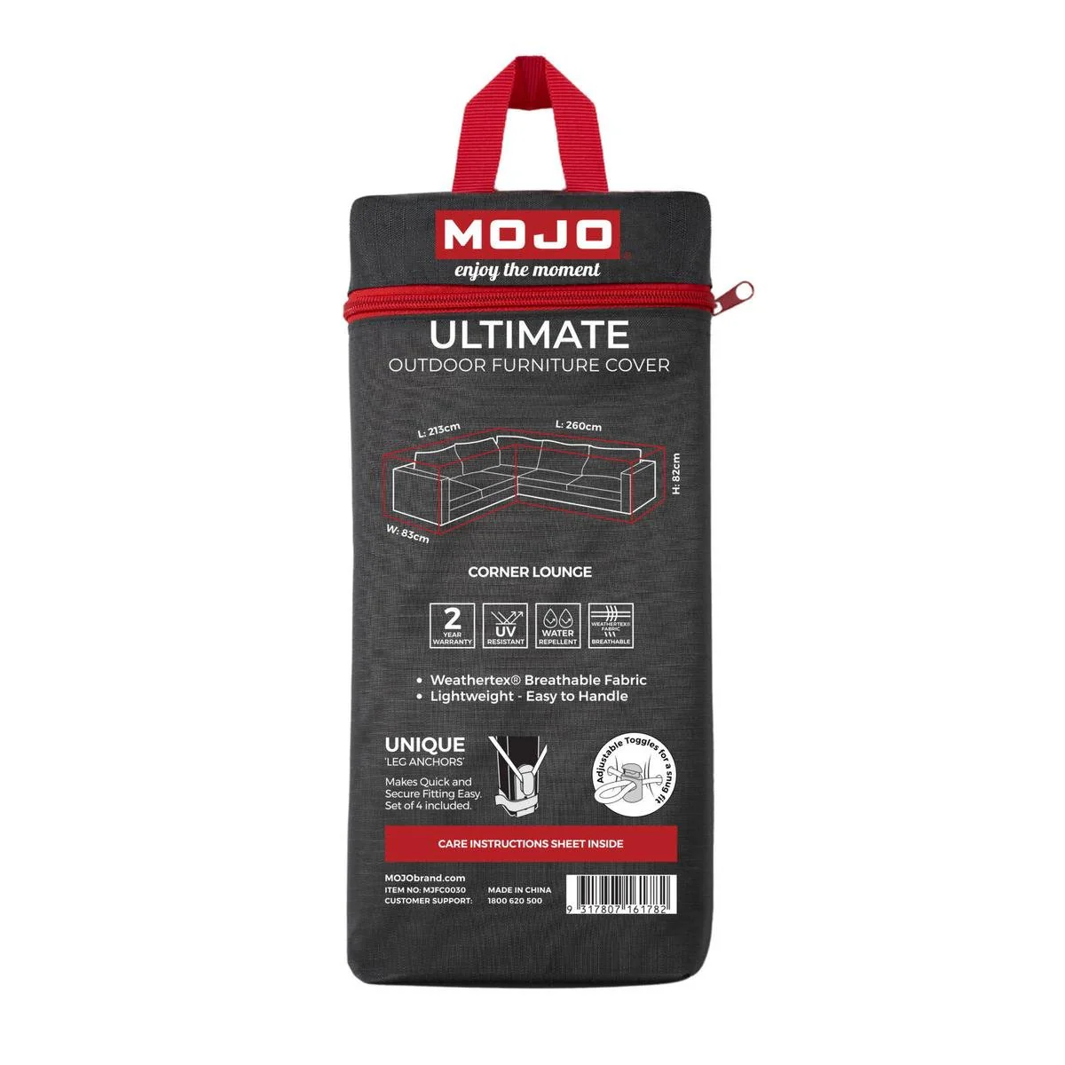 Mojo Ultimate Corner Lounge Outdoor Furniture Cover - 2600mm x 820mm x 830mm - UV & Water Resistant