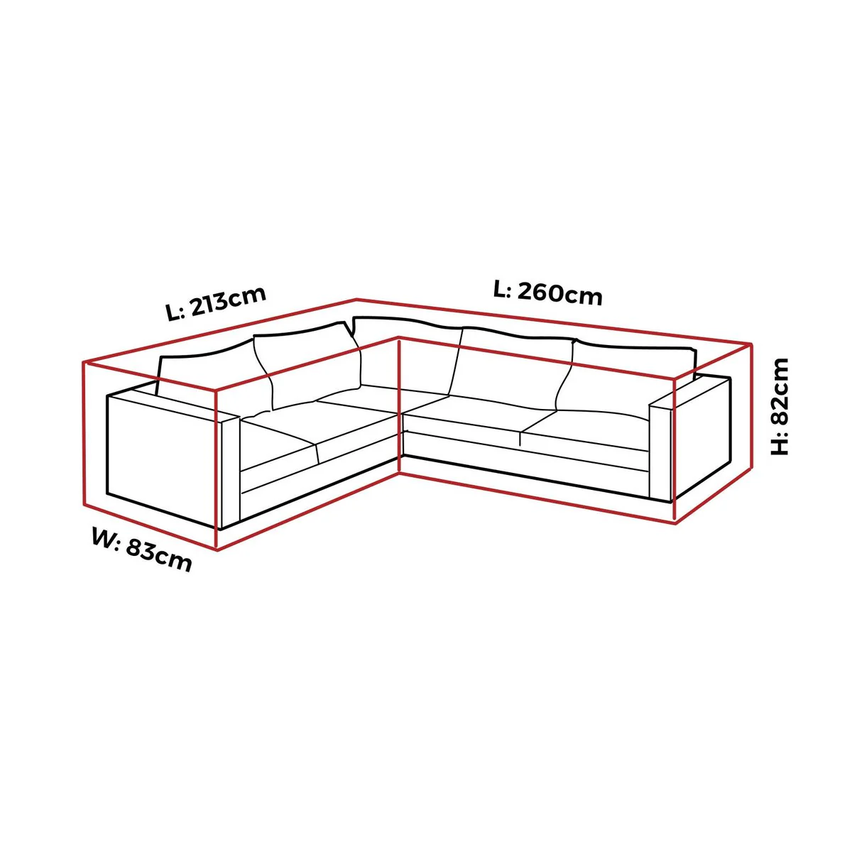 Mojo Ultimate Corner Lounge Outdoor Furniture Cover - 2600mm x 820mm x 830mm - UV & Water Resistant - Image 3