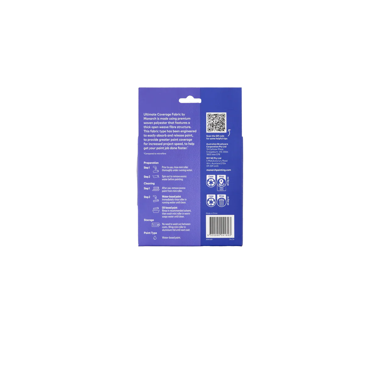 Monarch Mini Rollers 2 Pack - 160mm 20mm Nap - Rough & Textured Surfaces - Purple - Image 2
