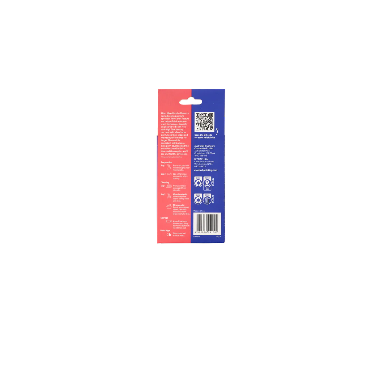 Monarch Mini Rollers 2 Pack - 160mm 4mm Nap - Ultra Microfibre - Red - Image 2