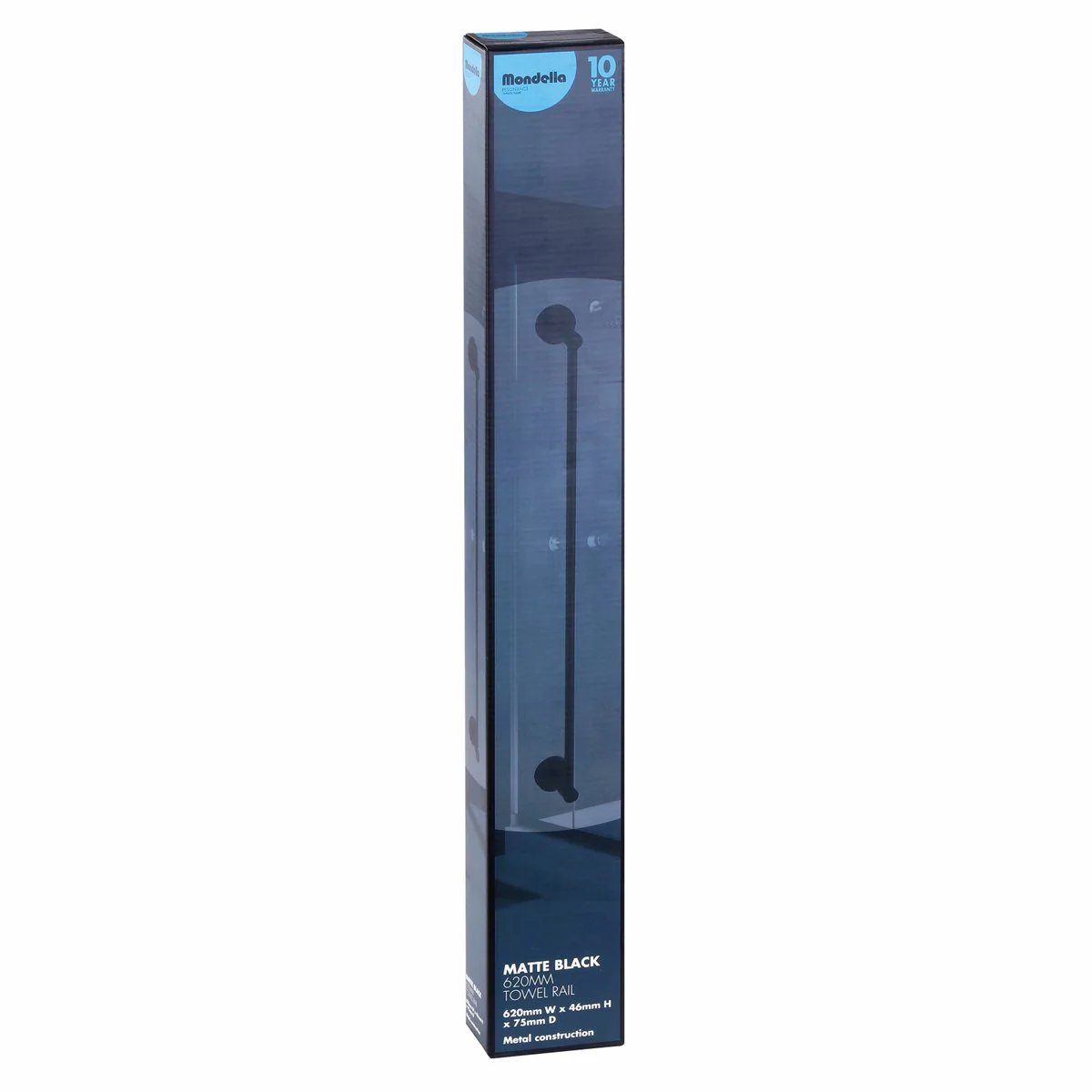 Mondella 620mm Matte Black Resonance Towel Rail - Metal - 1 Pack - Image 2