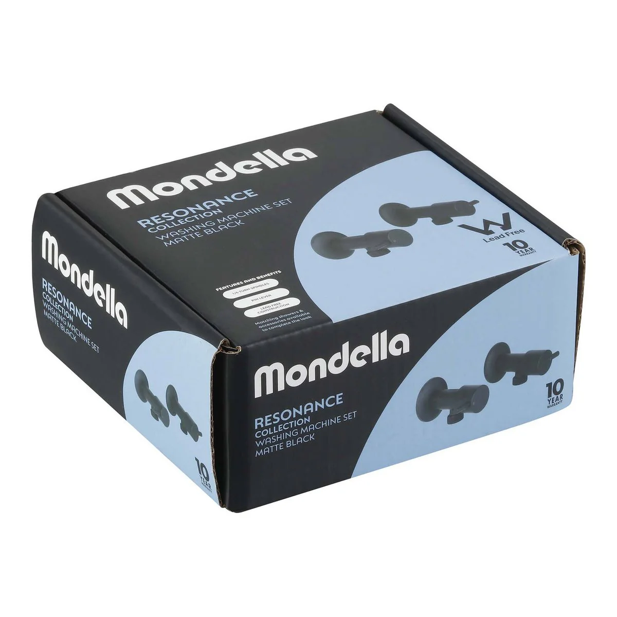 Mondella Black Matte Resonance 1/4 Turn Pin Lever Washing Machine Set - 1245mm x 76mm x 245mm - Ergonomic Design - Precise Water Control - Image 5