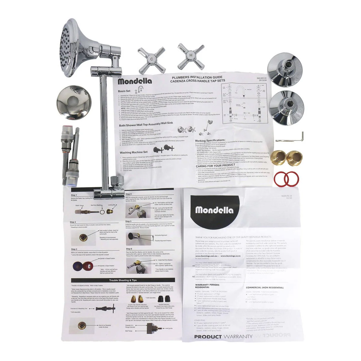 Mondella Cadenza Chrome Shower Set - 1/2 Turn - 280mm x 70mm x 160mm - 3 Star WELS - Image 2