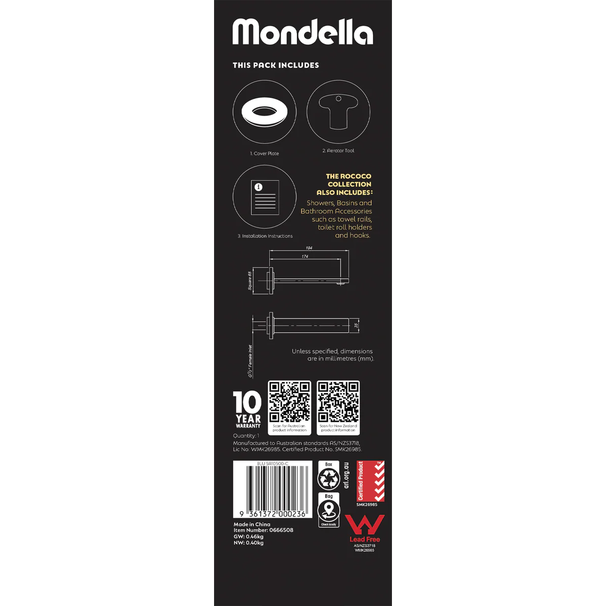 Mondella Chrome Rococo Bath Spout - 200mm - Lead-Free Stainless Steel - Image 5