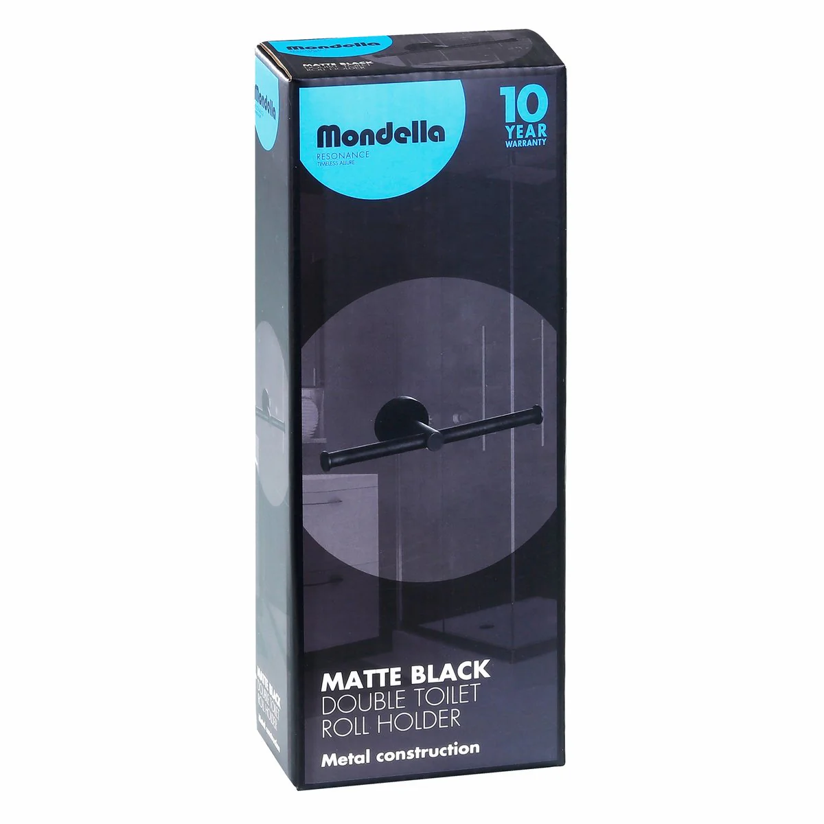 Mondella Matte Black Double Toilet Roll Holder - 245mm x 54mm x 80mm - Image 2