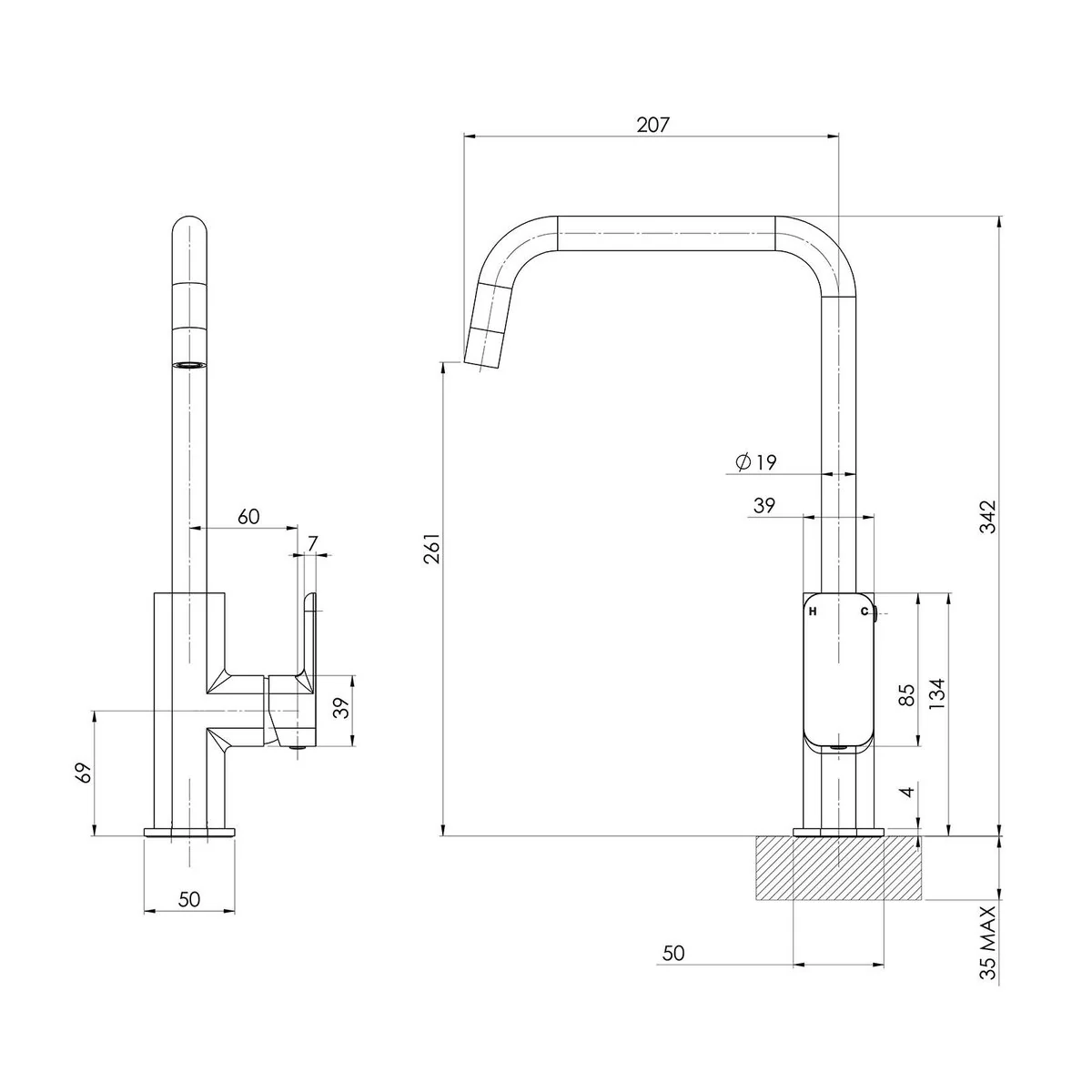Mondella Matte Black Overture Sink Mixer - 261mm Spout Height - Lead Free - Image 2