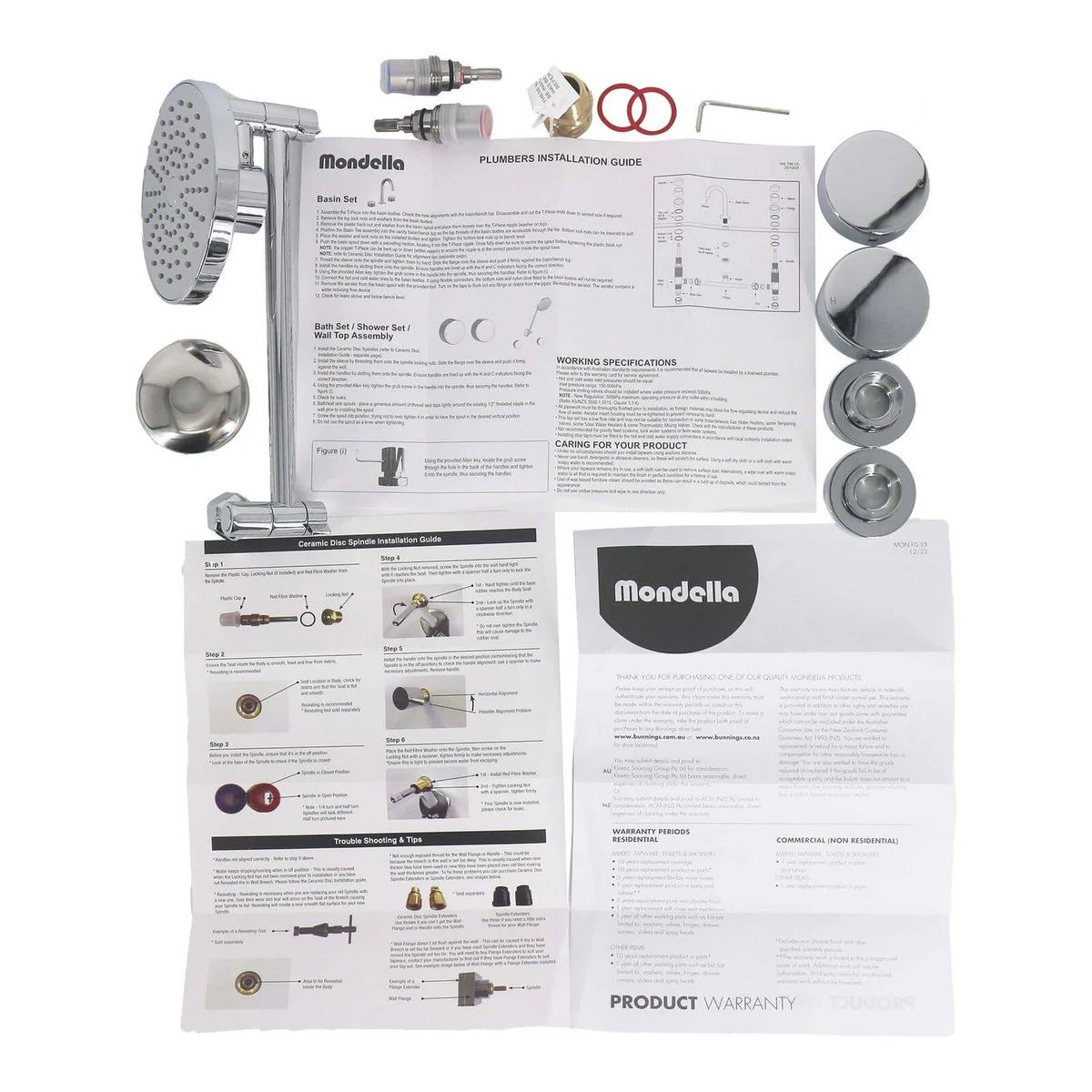 Mondella Resonance Chrome Shower Set - 1/4 Turn - Textured Grip - 240mm x 370mm - Image 2