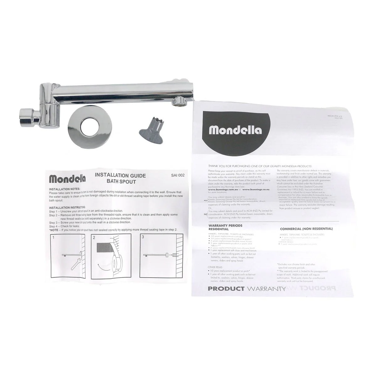 Mondella Swivel Bath Spout - Chrome - 215mm Reach - Swivel Design - Image 2