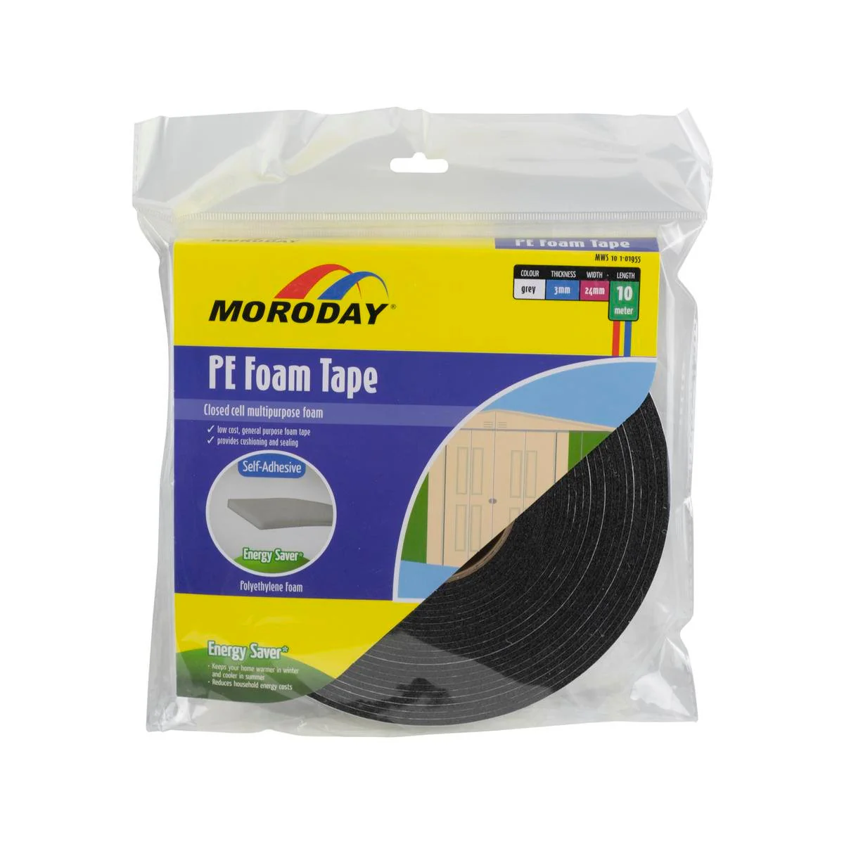 Moroday Foam Tape - 24mm x 3mm x 10m - PE - Self Adhesive