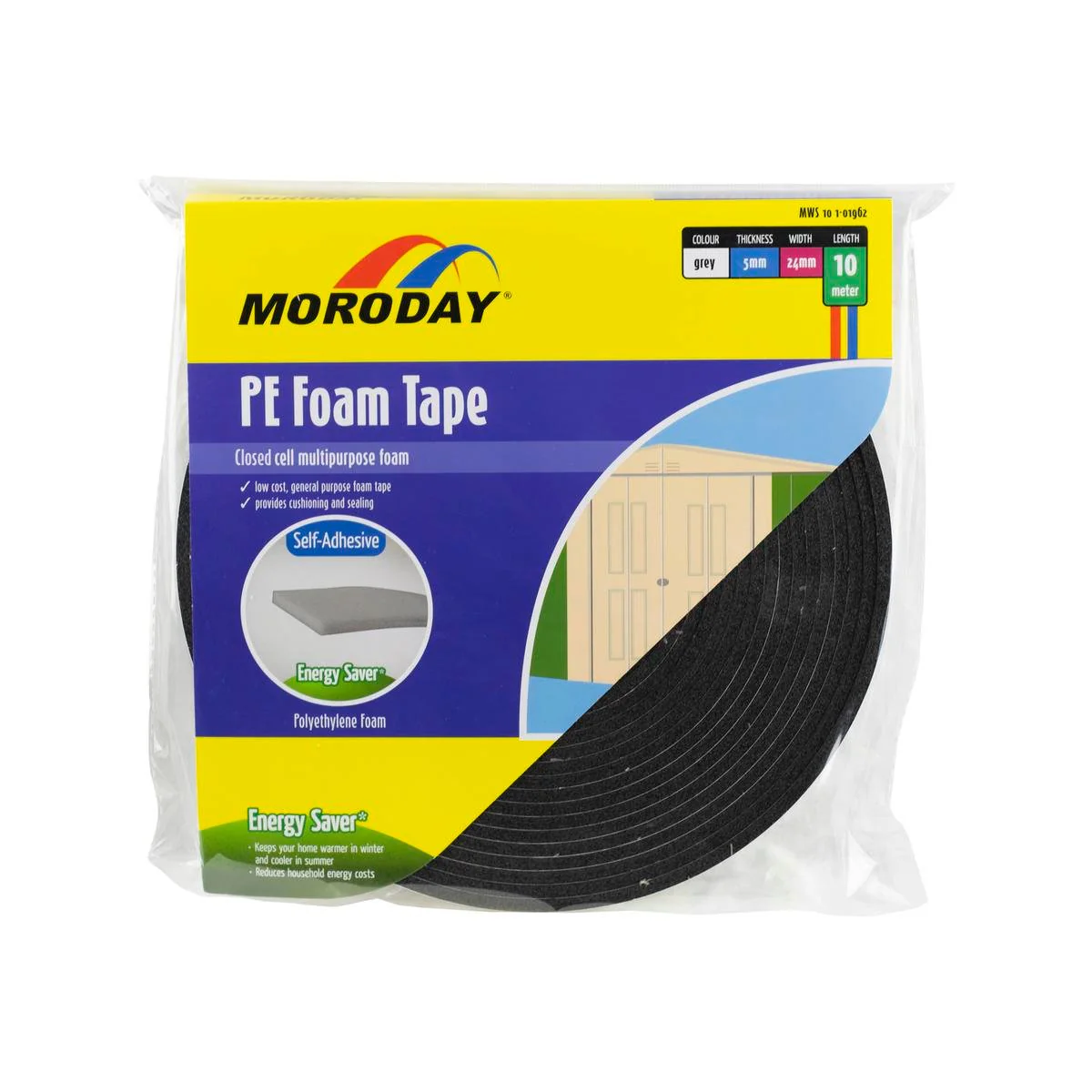 Moroday Foam Tape - 24mm x 5mm x 10m - PE - Self Adhesive