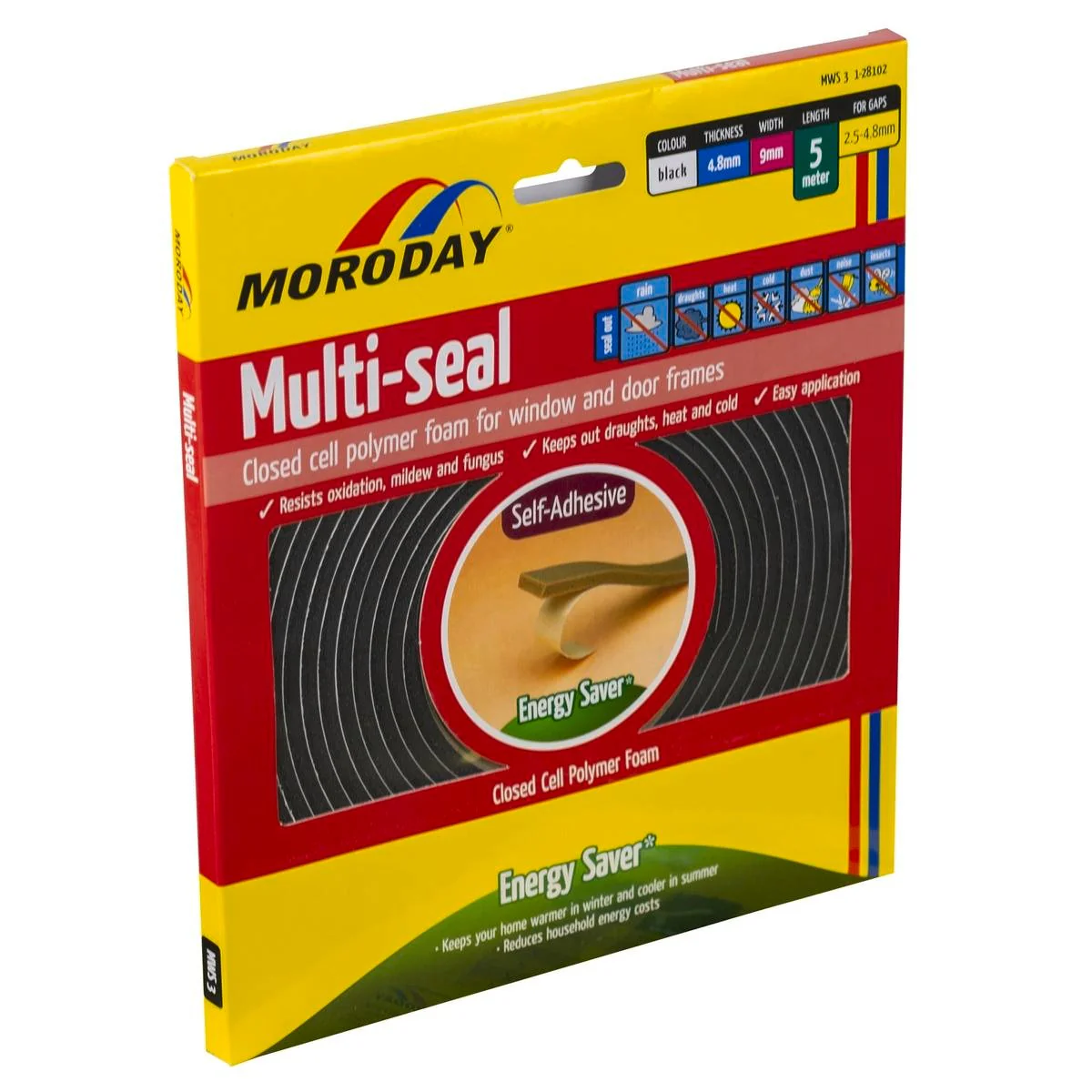 Moroday Self Adhesive Multi Seal 9mm x 4.8mm x 5m Black