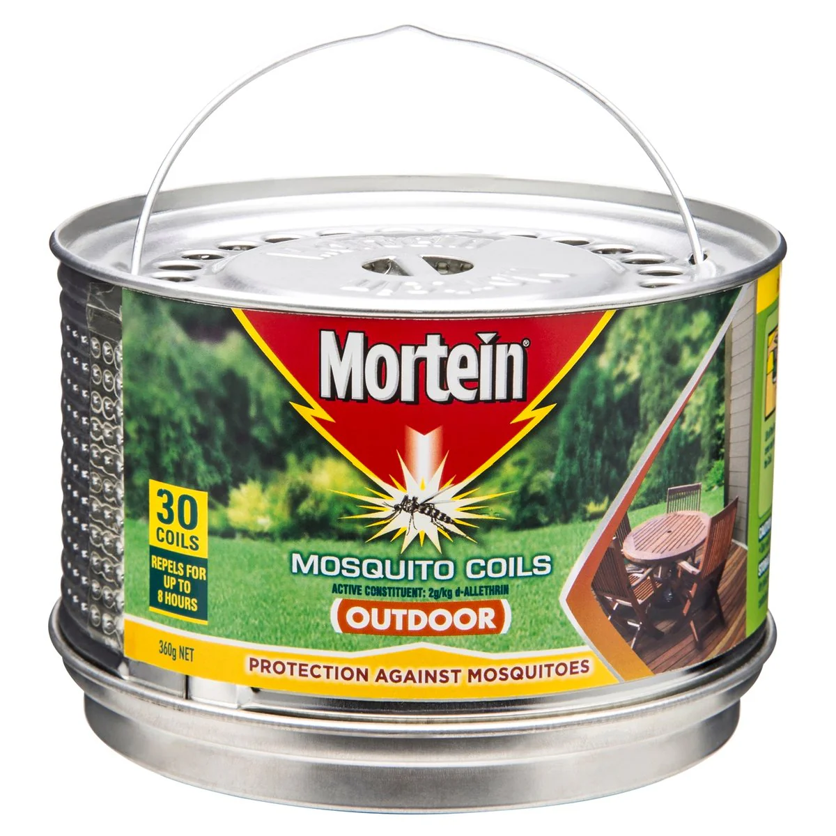 Mortein Mosquito Repellent Incense Coils 30 Pack - 8 Hours Protection - Metal Burner - 131mm x 90mm x 131mm