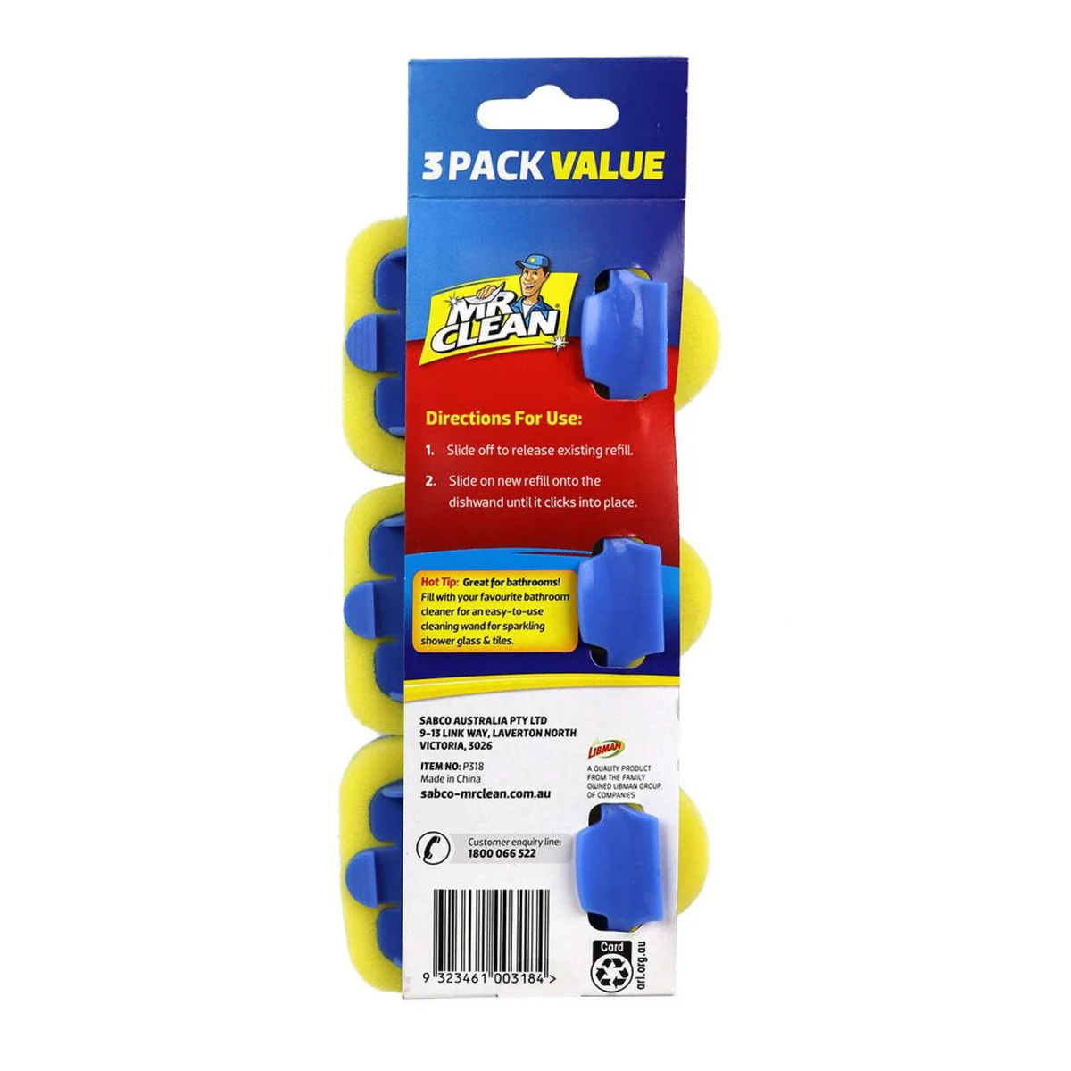 Mr Clean Dish Wand Non Scratch Refill 3 Pack - 85mm x 40mm x 185mm - Tough Grime Cleaning - Image 3