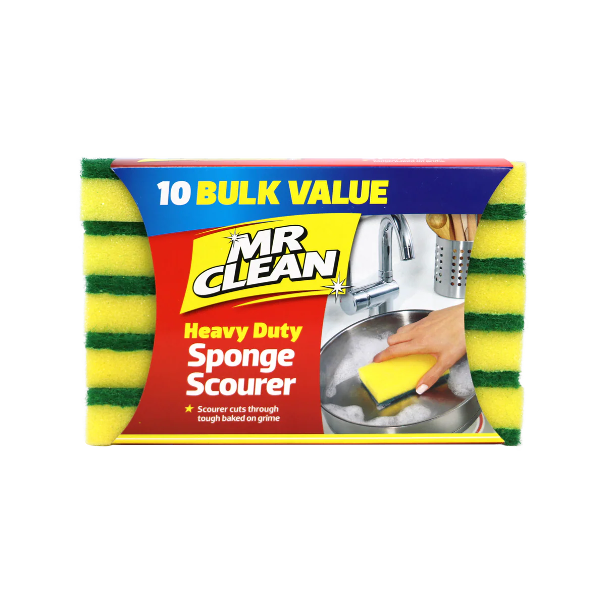 Mr Clean Sponge Scourer 10 Pack - Super Absorbent - Polyether Polyester - Streak Free