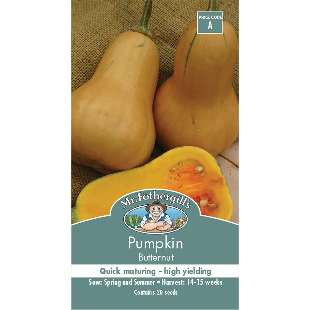 Mr Fothergill Butternut Pumpkin Seeds 75mm Orange High Yield