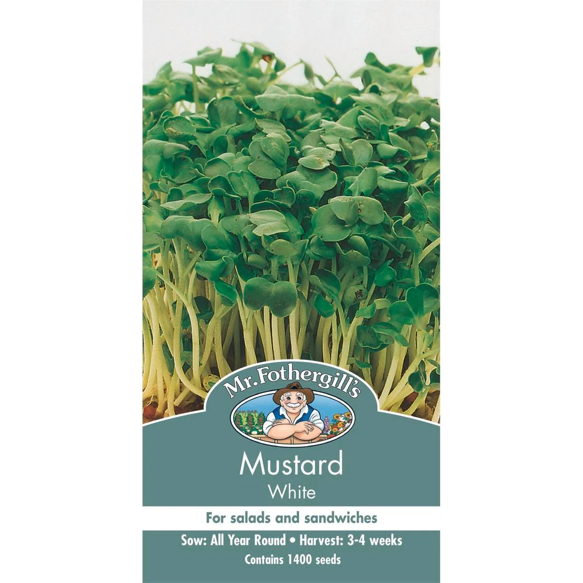 Mr Fothergill Mustard Vegetable Seeds 75mm Green White Easy Grow