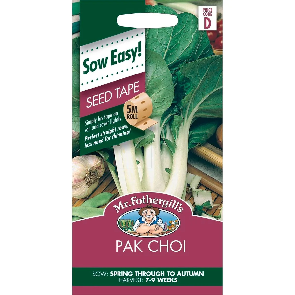 Mr Fothergill Pak Choi Seed Tape - 8g - Seeds - Easy to Grow