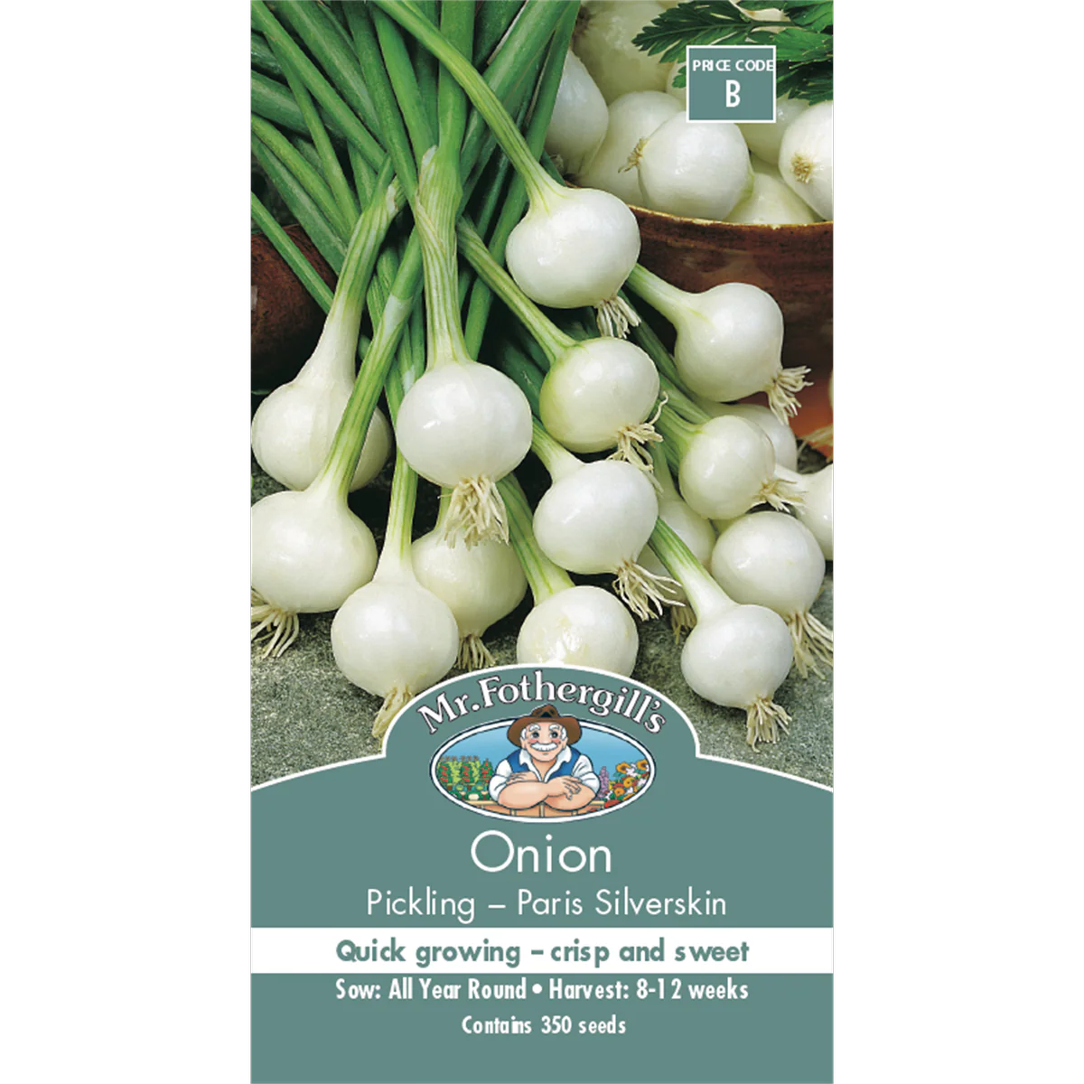 Mr Fothergill S Paris Silverskin Onion Seeds - 75mm - White - Quick Growing