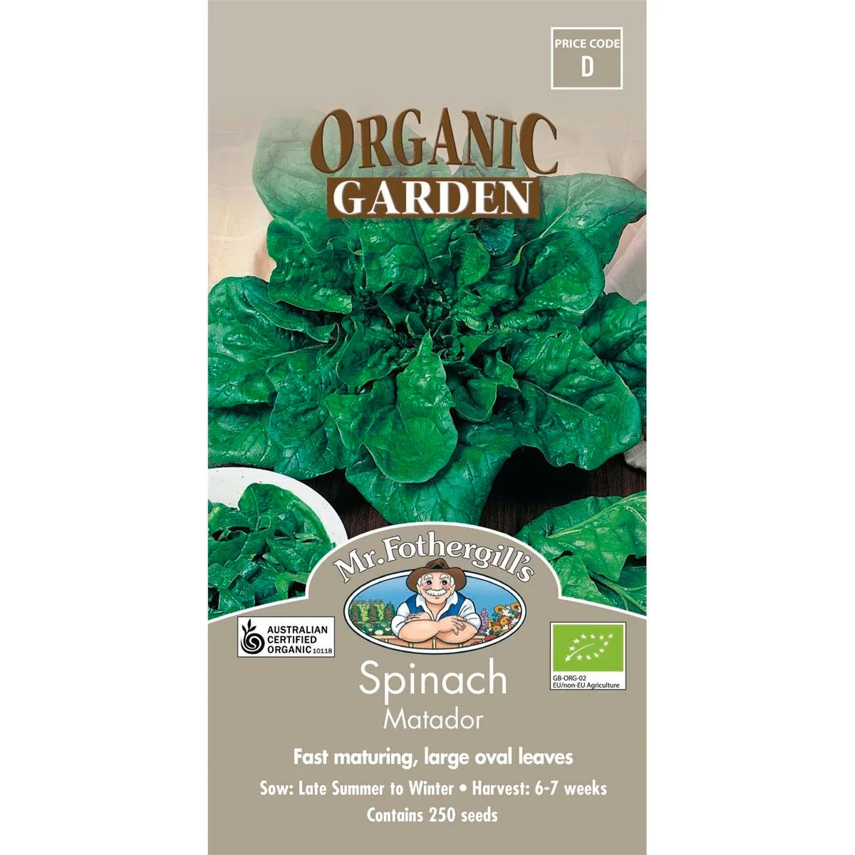 Mr Fothergill Spinach Matador Seeds 7 Weeks Fast Maturing Baby Leaves