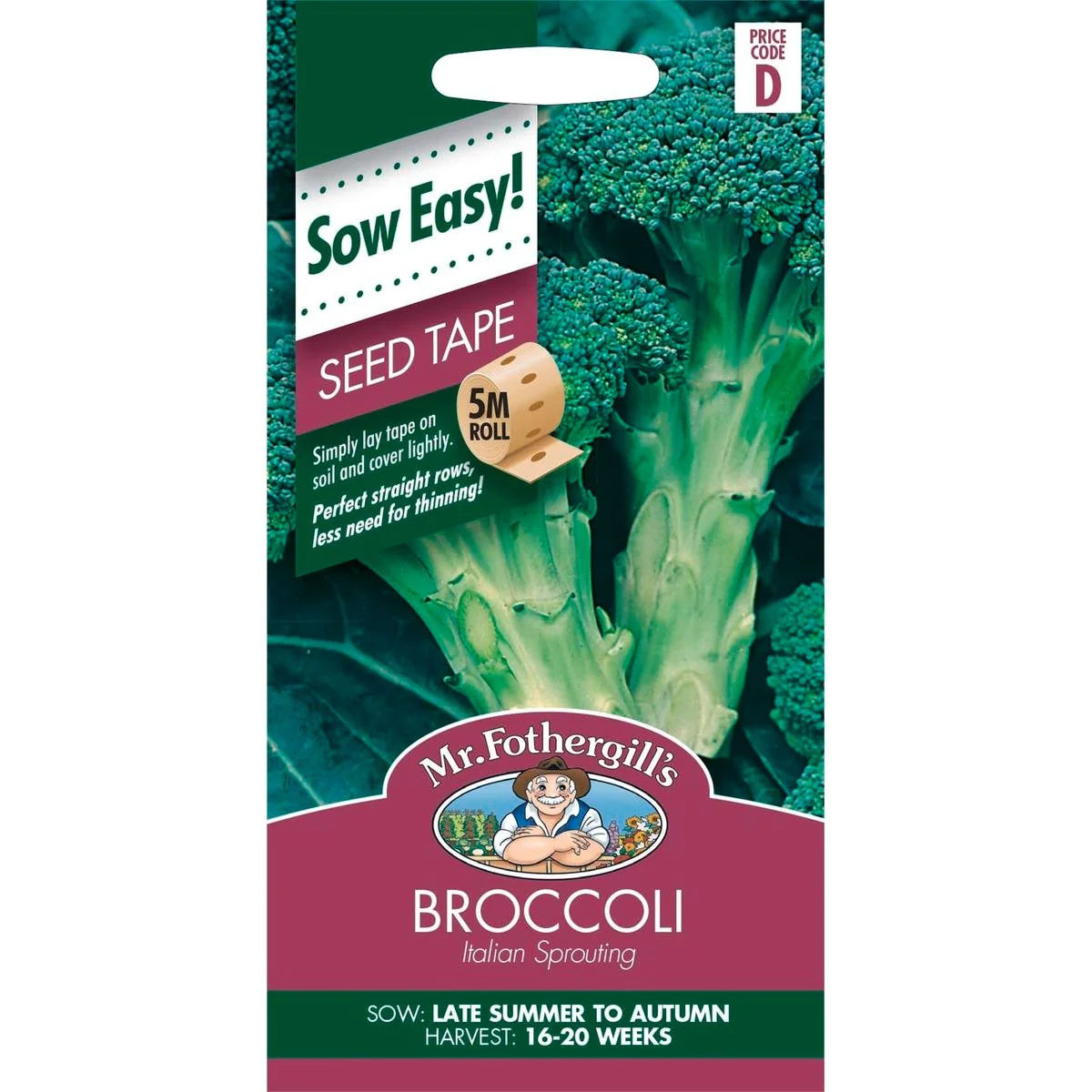 Mr Fothergill's Italian Broccoli Seed Tape - 75mm - Seeds - Easy Growth