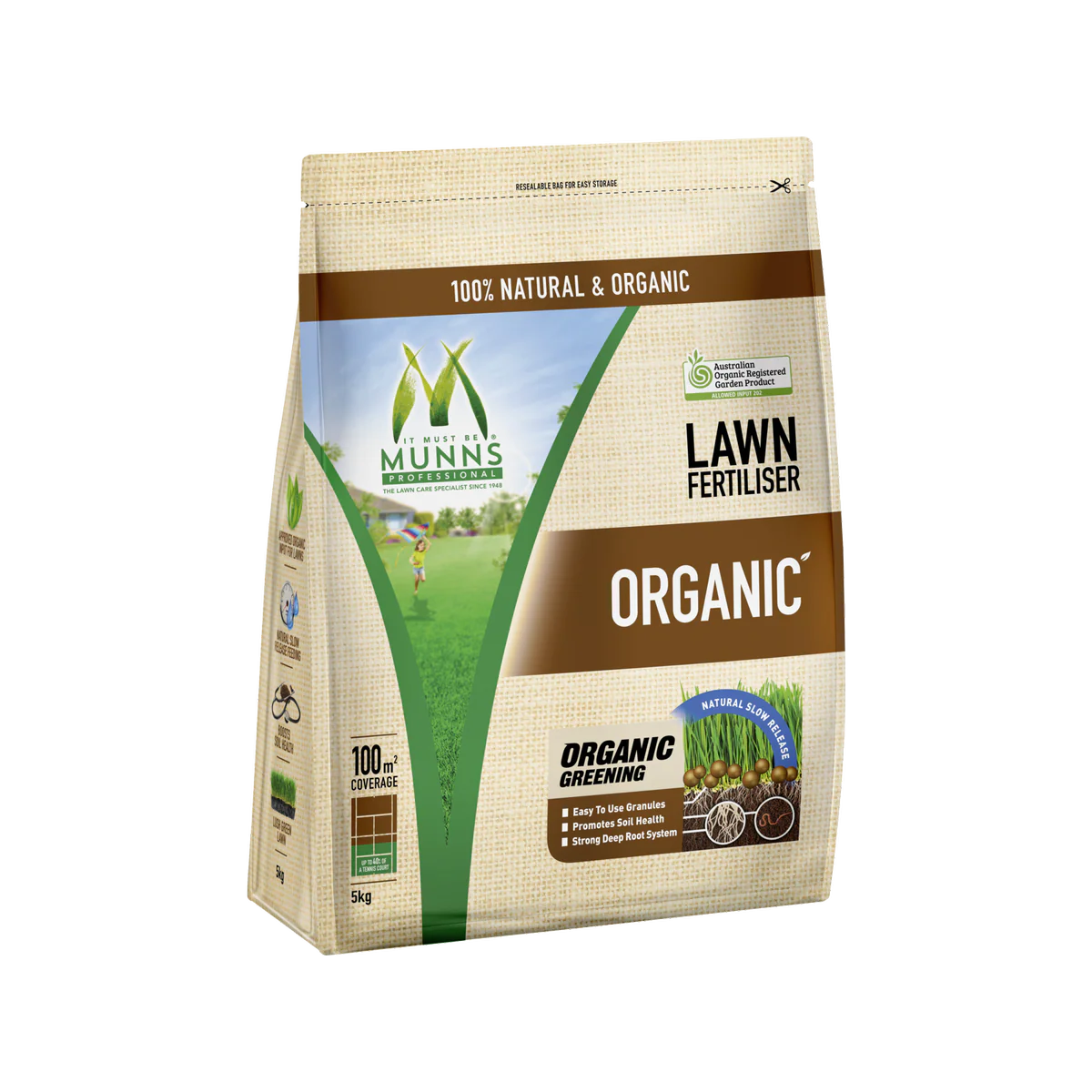 Munns Professional Lawn Fertiliser - 5kg - Organic - All Lawns