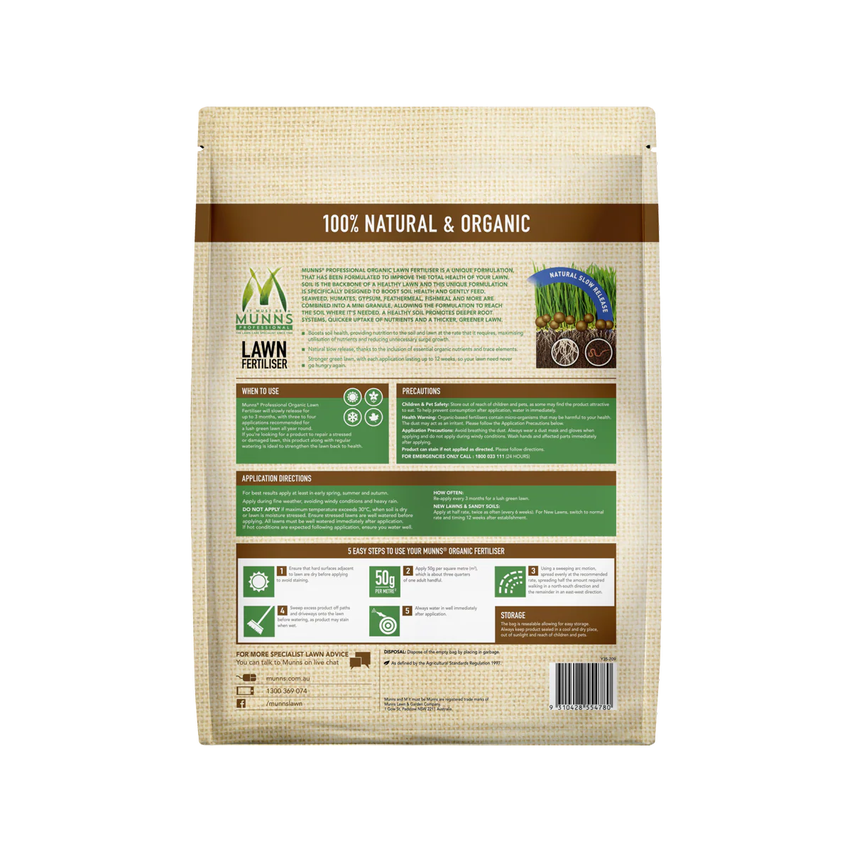 Munns Professional Lawn Fertiliser - 5kg - Organic - All Lawns - Image 3