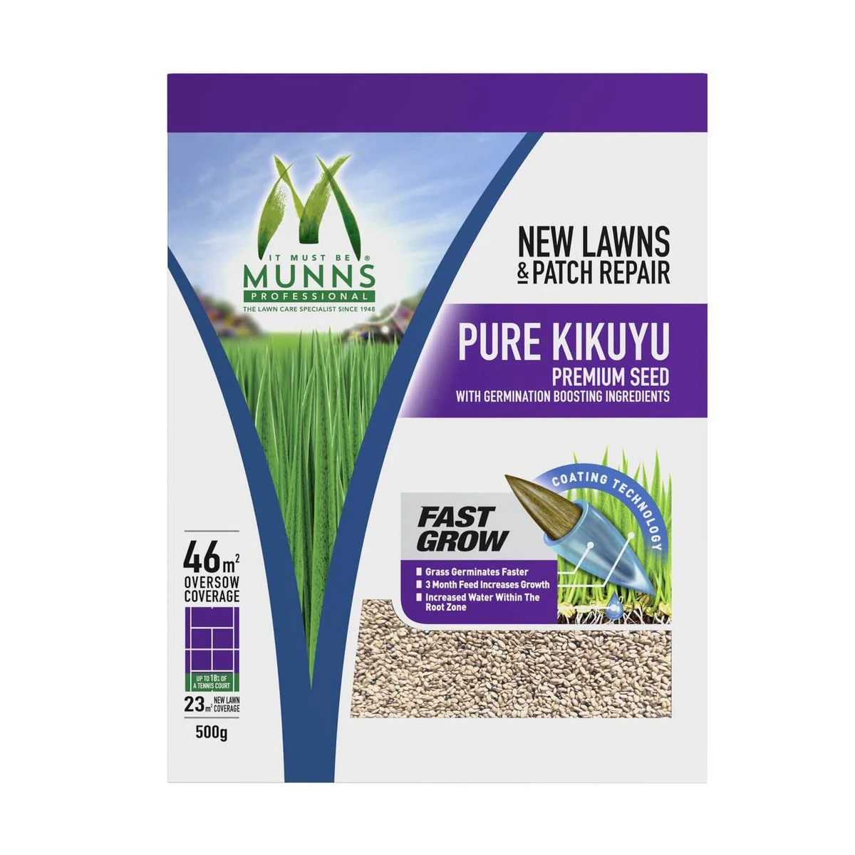Munns Professional Lawn Seed - 500g - Emerald Kikuyu - Drought Tolerant - Image 2