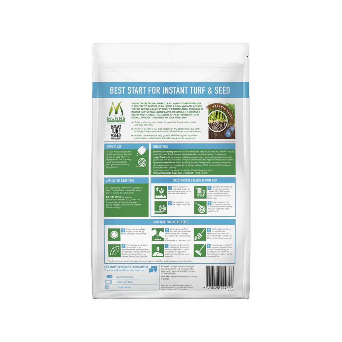 Munns Professional Turf Starter Fertiliser - 2.5kg - Granular - All Lawns - Image 3