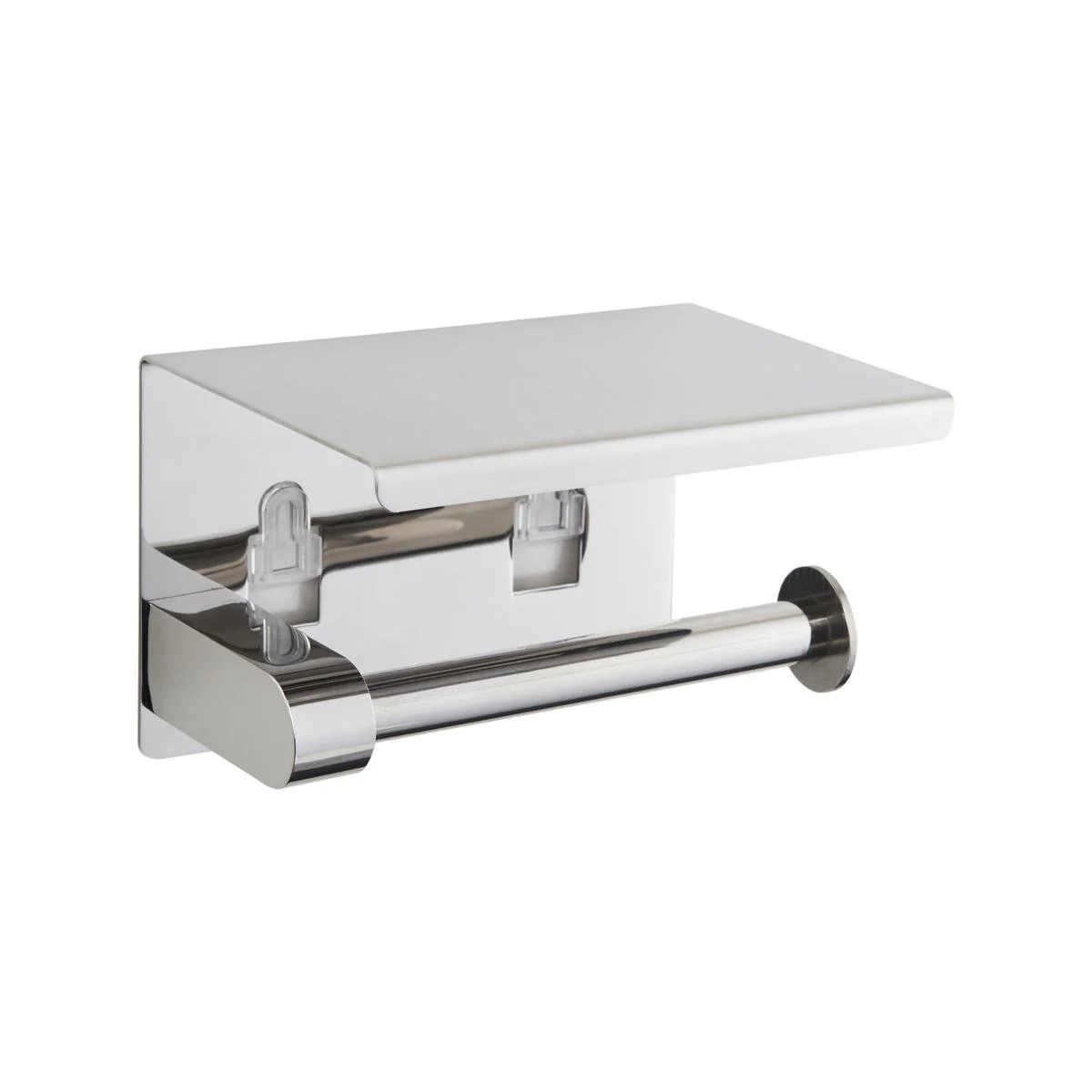 Naleon Adhesive Toilet Roll Holder with Shelf - Chrome - 140mm x 93mm - Rust Resistant