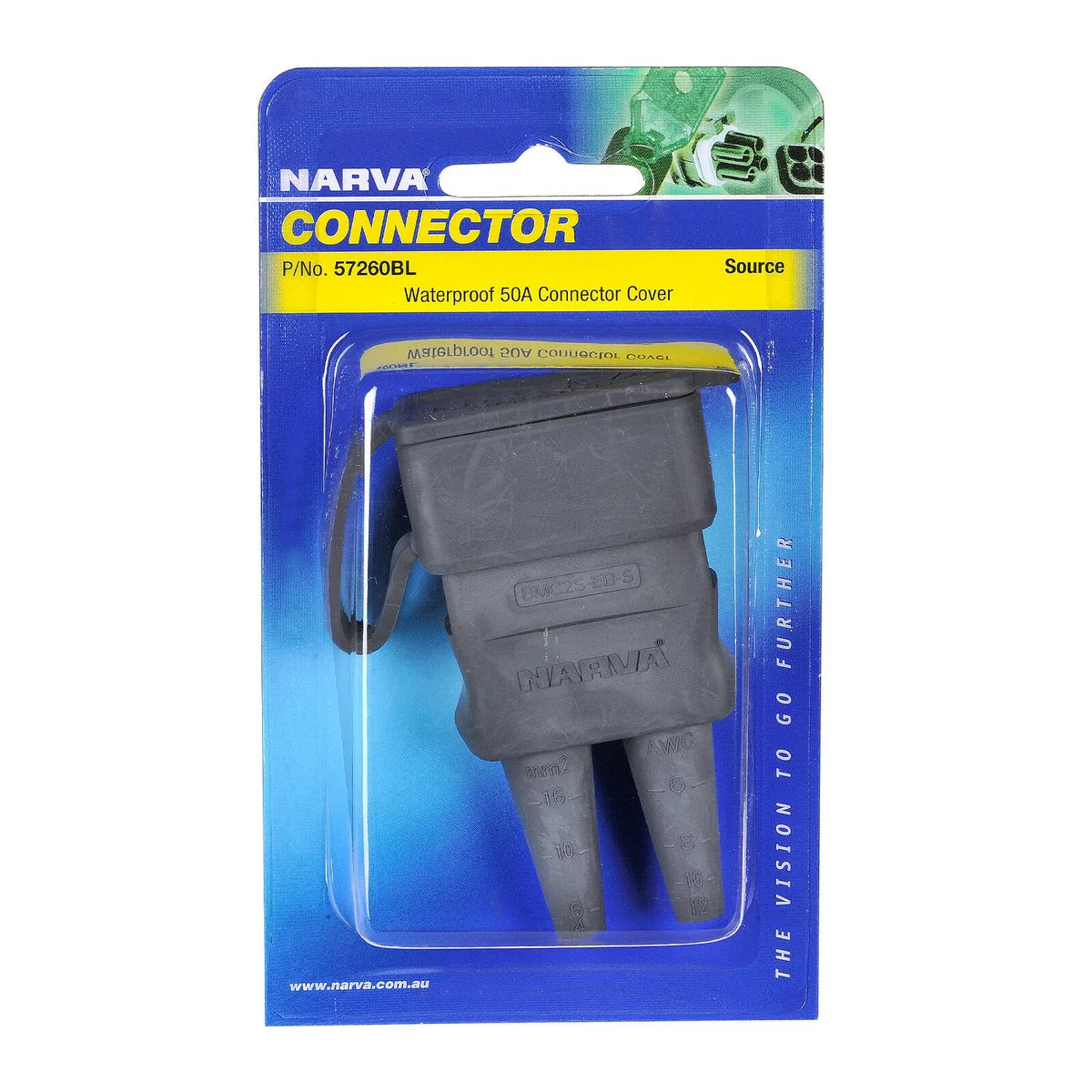 Narva Grey Weatherproof Source Cover - 50A Heavy Duty Connector - IP64 - 155mm x 30mm x 90mm - Image 3