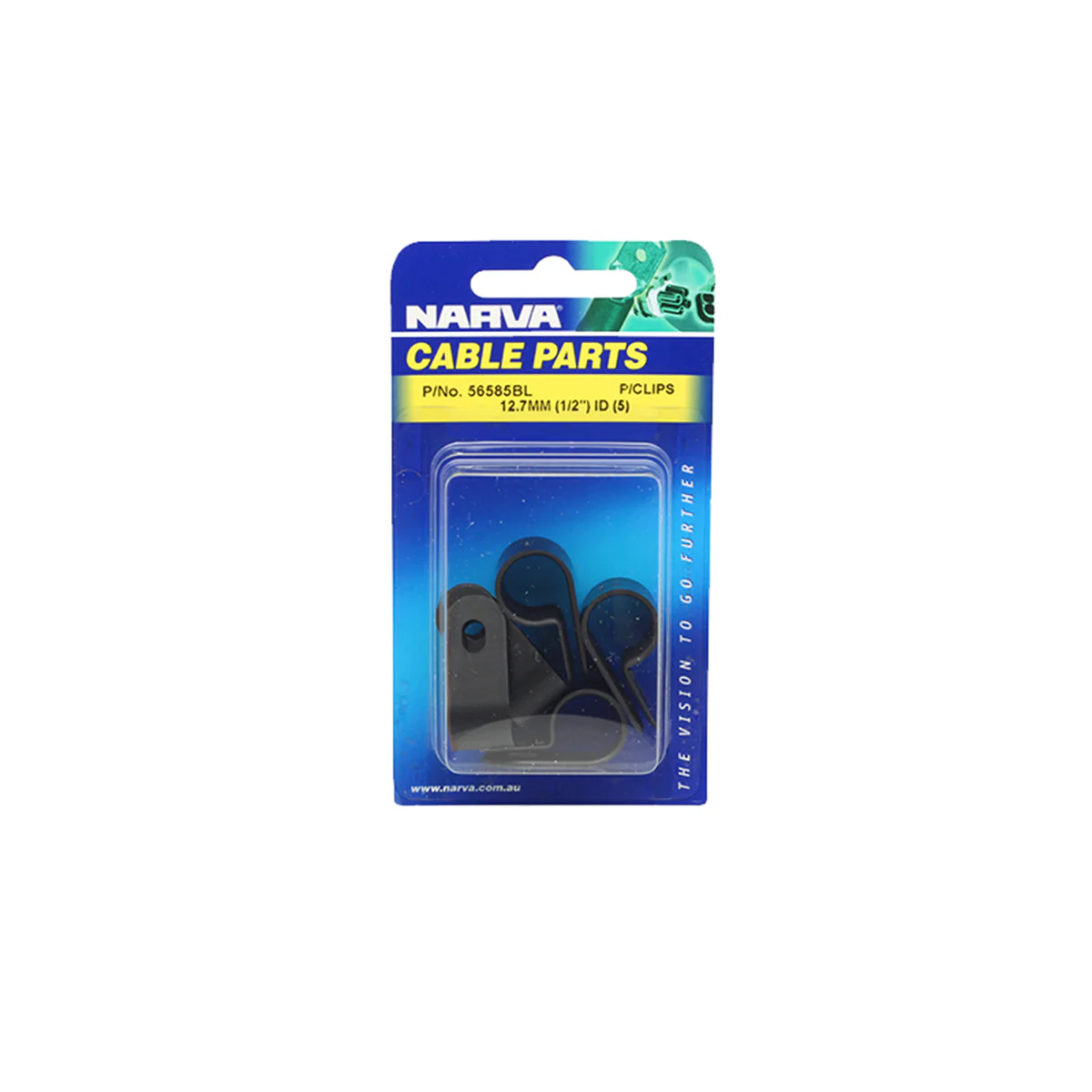 Narva Nylon Cable Clamps 12.7mm UV Weather Resistant Black P Clips 5 Pack