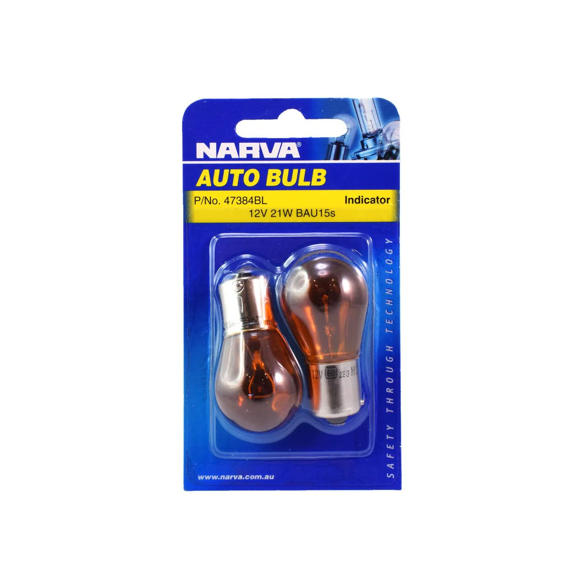 Narva Stop Tail Indicator Globe - 12V 21W - Glass - Amber 2 Pack - Image 2