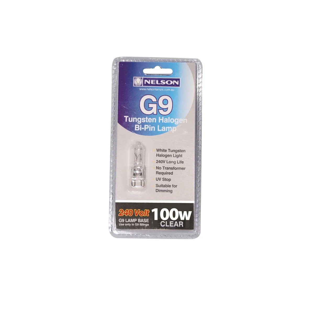 Nelson G9 Lamp - 100W - Glass - Dimmable