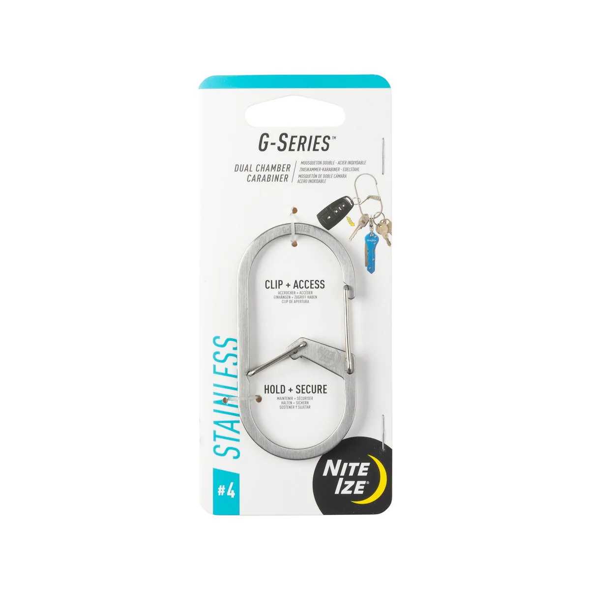 Nite Ize g Series Dual Chamber Carabiner 4 Stainless Steel - Secure Key Management - 38mm x 6.5mm x 76.2mm - Image 6