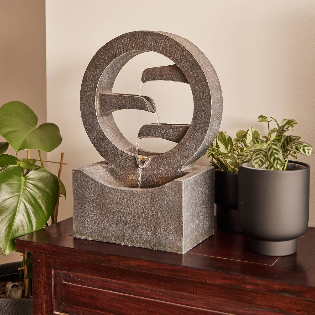 Northcote Pottery Symphonic Circles Water Feature - 34 x 17 x 48cm - Indoor/Outdoor - Easy Installation - Integrated Lighting - Image 2