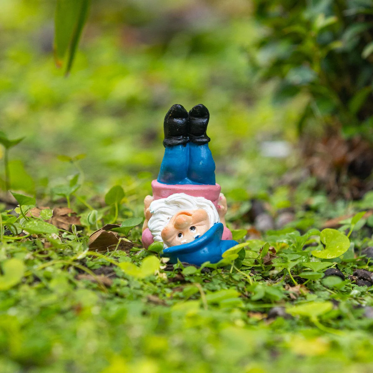 Northcote Pottery Yoga Gnome Garden Stake - 5 x 16cm - Blue Hat - Polyresin - Image 2
