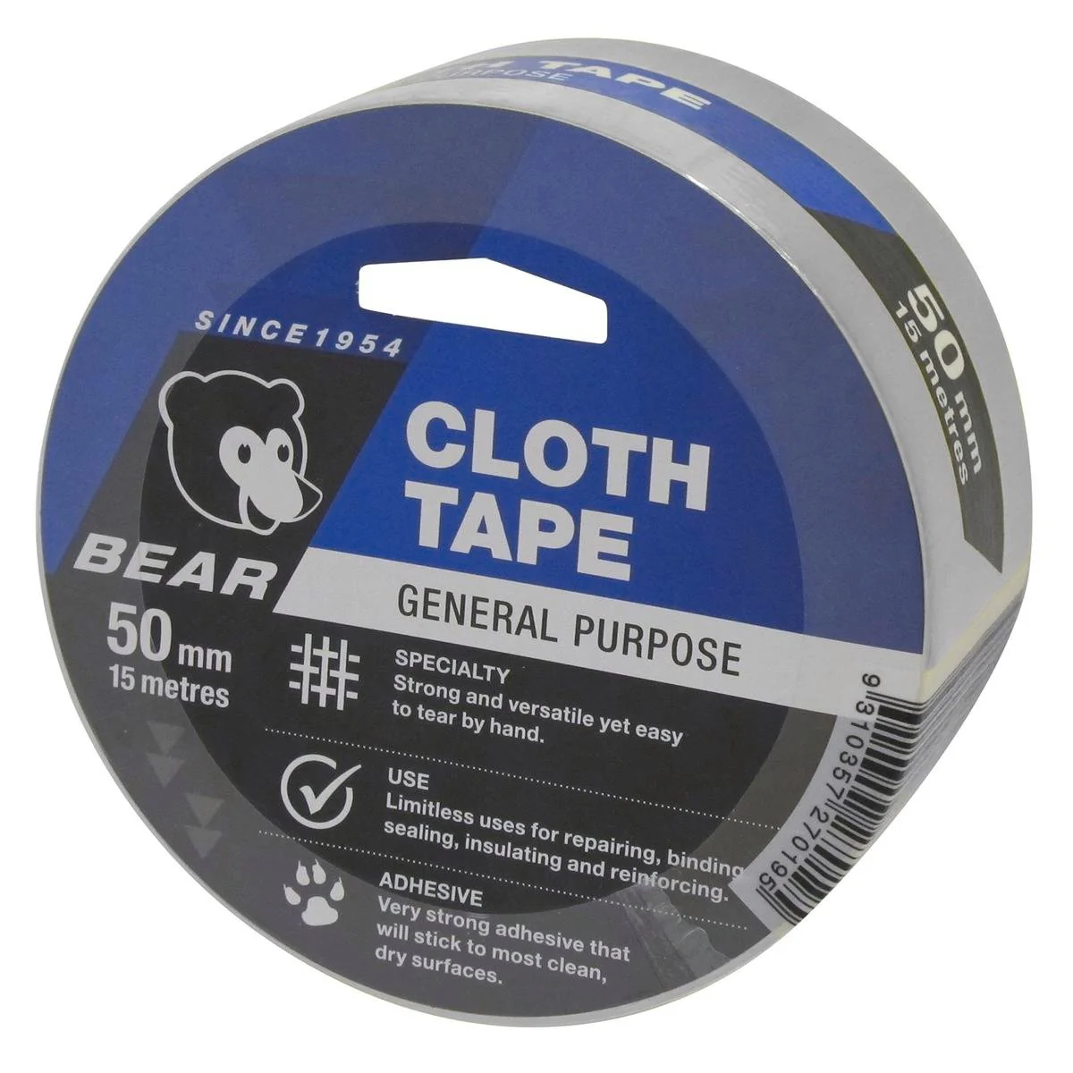 Norton Bear Silver Cloth Tape - 50mm x 15m - Strong Flexible Adhesive