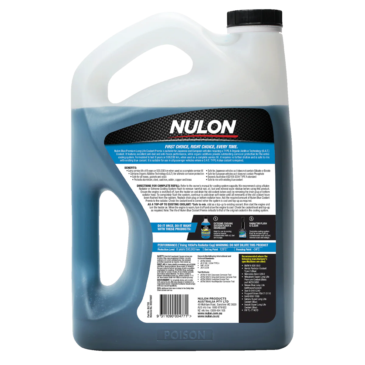 Nulon Blue Long Life Coolant Premix 5L - Anti-Freeze & Anti-Boil Protection - Image 2