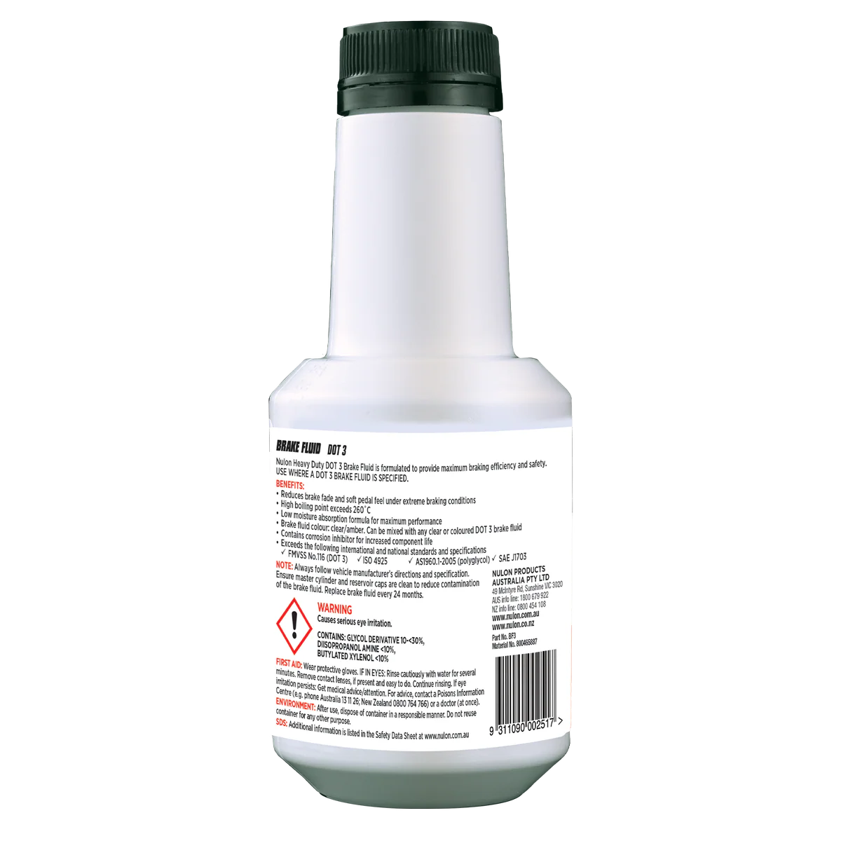 Nulon Dot 3 Heavy Duty Brake Fluid - 500ml - High Performance, 260°C Boiling Point - Image 2