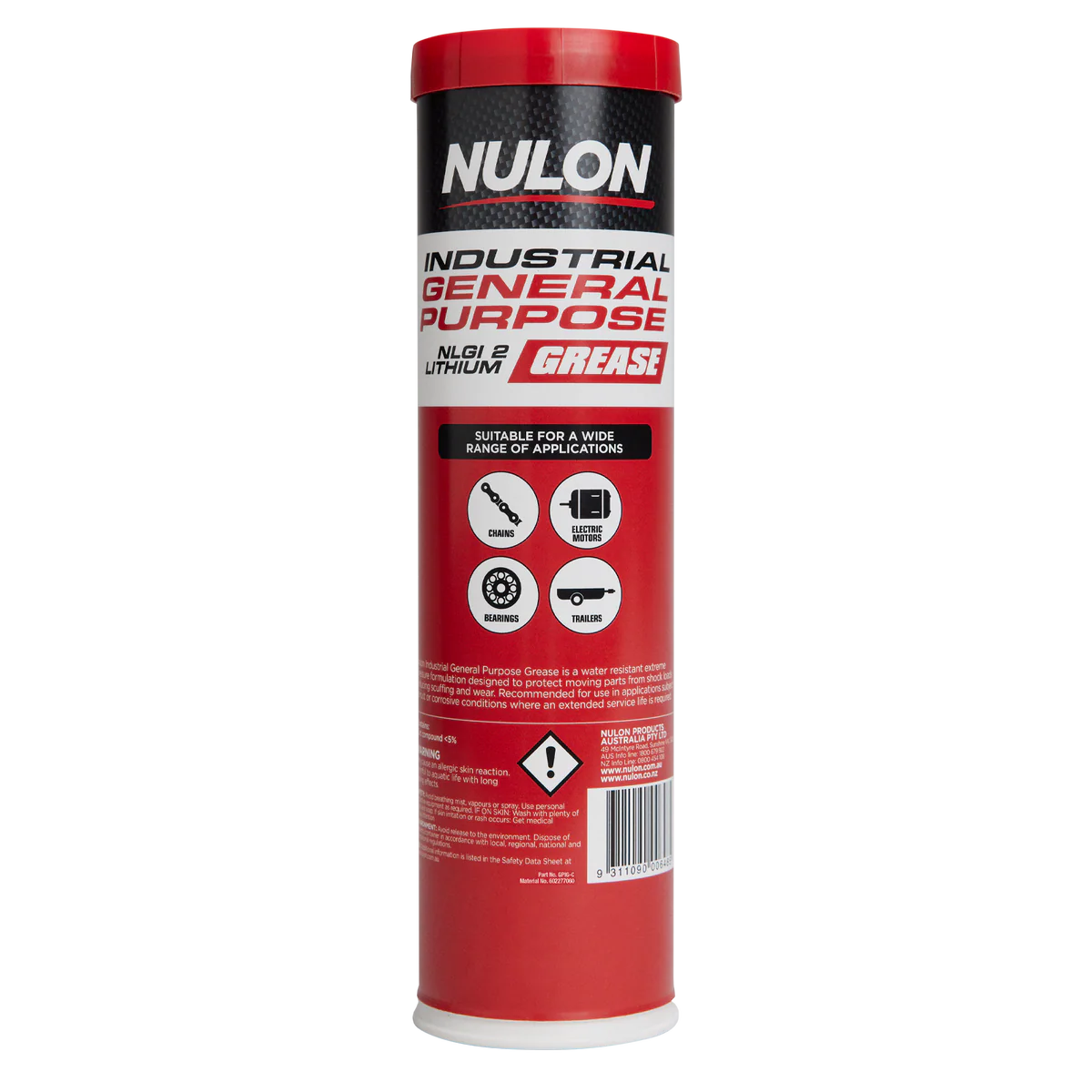 Nulon Industrial General Purpose Grease - 450gm - NLGI 2 Lithium Red - Water-Resistant - Image 2