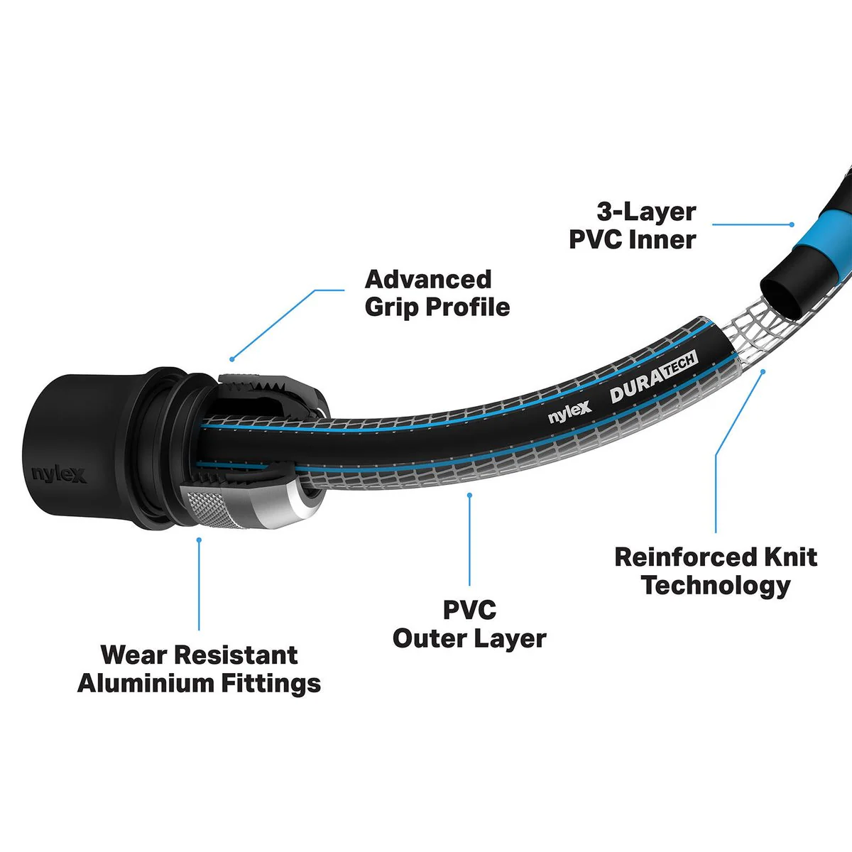 Nylex 15m Duratech Garden Hose - 5-Ply PVC - Abrasion Resistant - UV Stabilised - Image 2