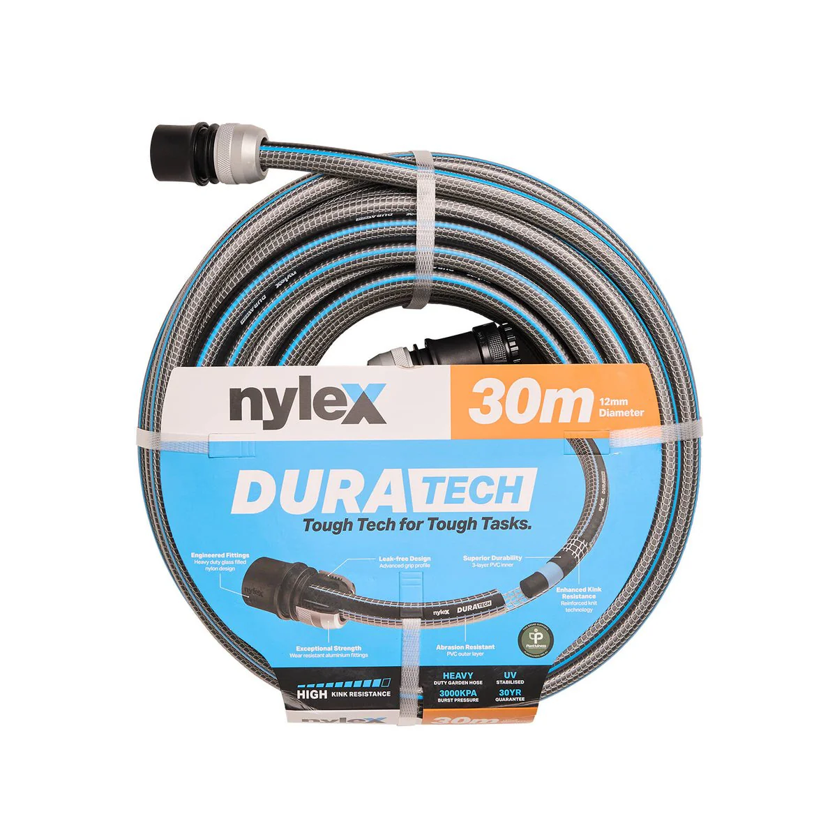 Nylex Duratech Garden Hose 30m x 12mm - Durable 5-Ply PVC - Leak-Free