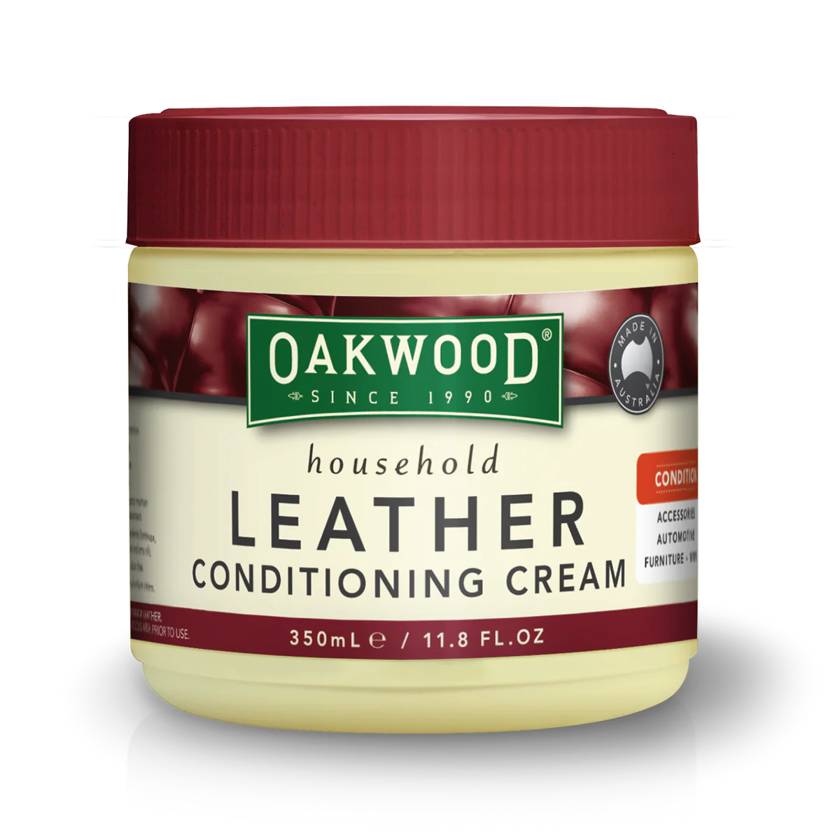 Oakwood Leather Conditioning Cream - 350ml - Natural - Made in Australia