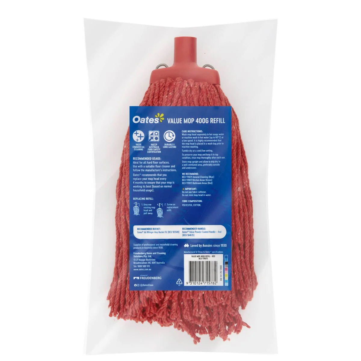 Oates Value Mop - 400g - Highly Absorbent - Red Color-Coded - Image 2