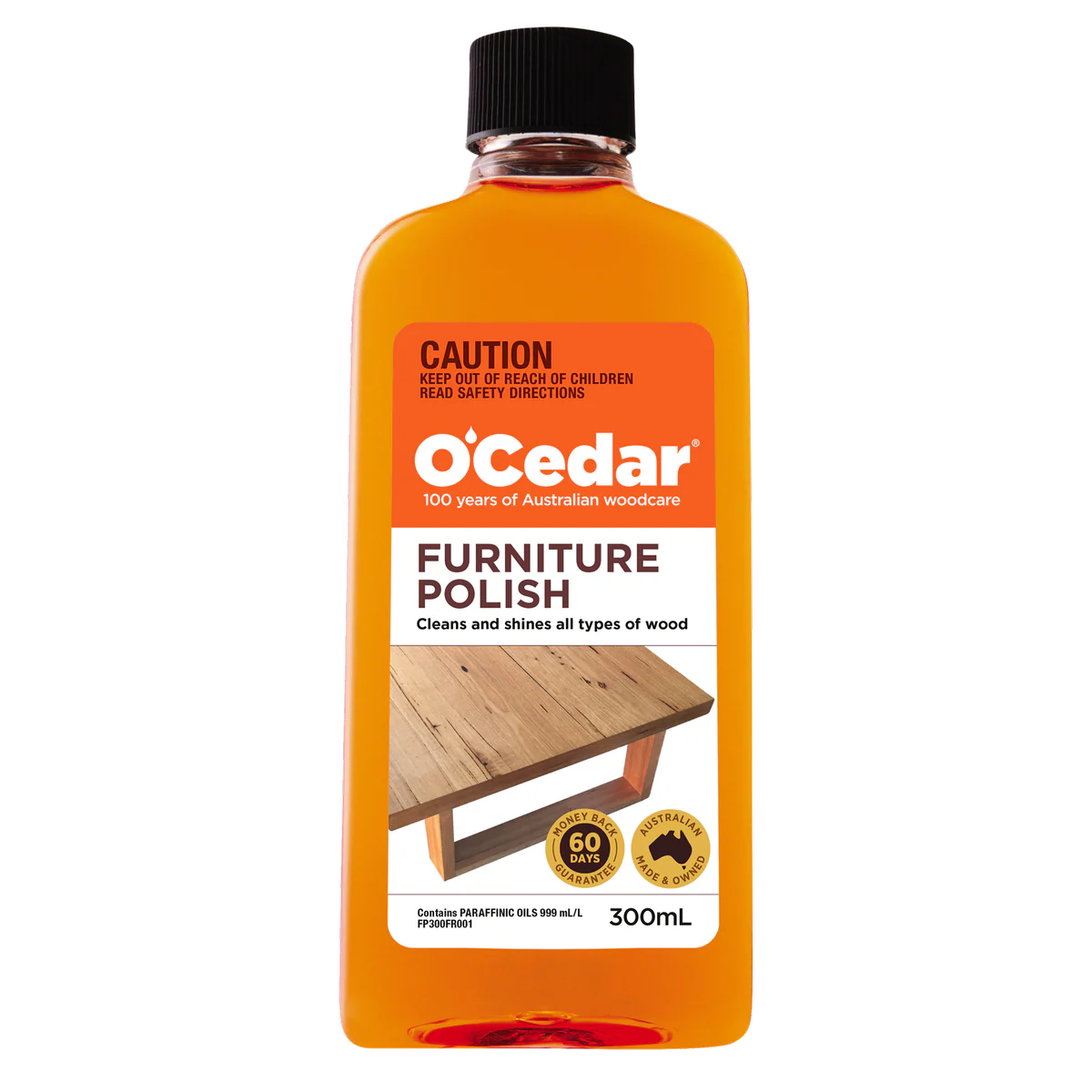 O'Cedar Furniture Polish 300ml Liquid Wood Care Nourishes Prevents Cracking