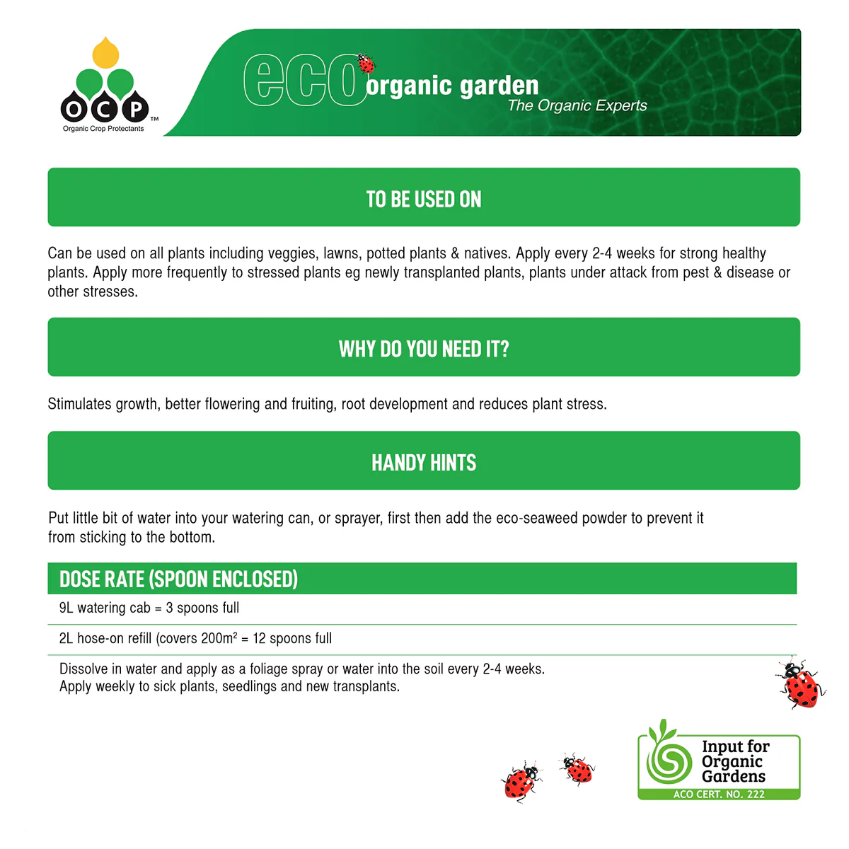 OCP Eco Seaweed Fertiliser - 600g - Powdered Extract - Organic Use - Image 2